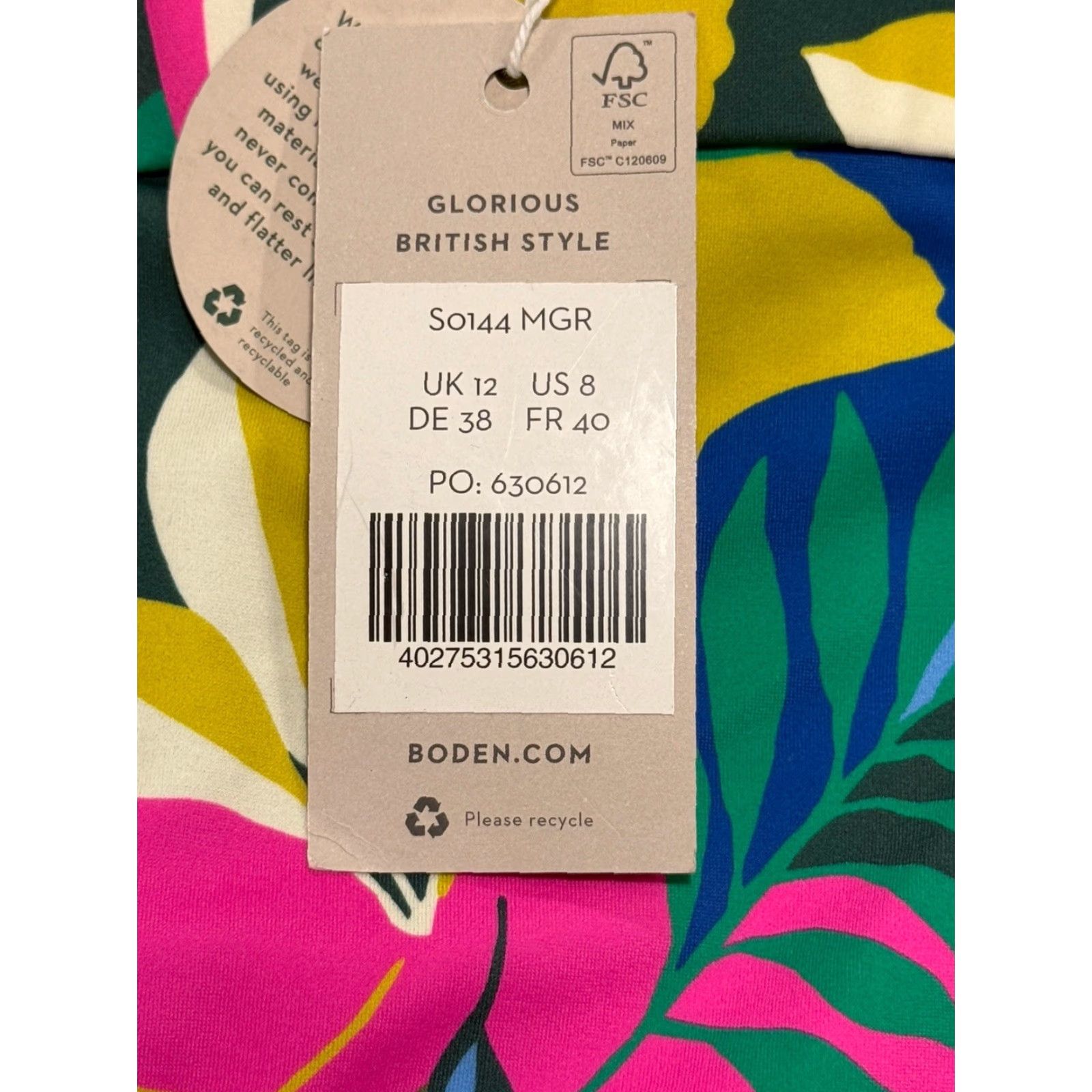 Boden Boden Bikini Bottoms Size 8 NWT Palm Leaf Tropical Flora Belted Kythira Size 30" / US 8 / IT 44 - 4 Thumbnail