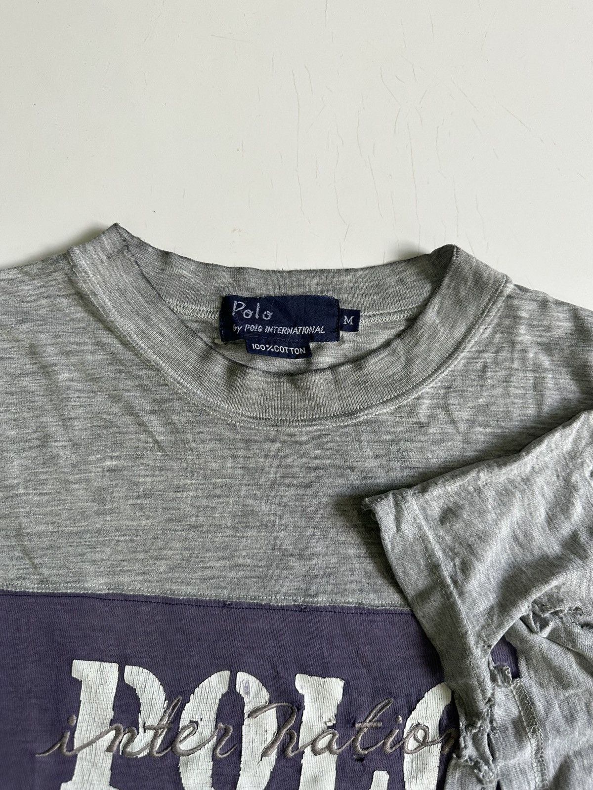 Polo Ralph Lauren 80s Polo international Sleeve Distressed colorblock. Size US M / EU 48-50 / 2 - 7 Thumbnail