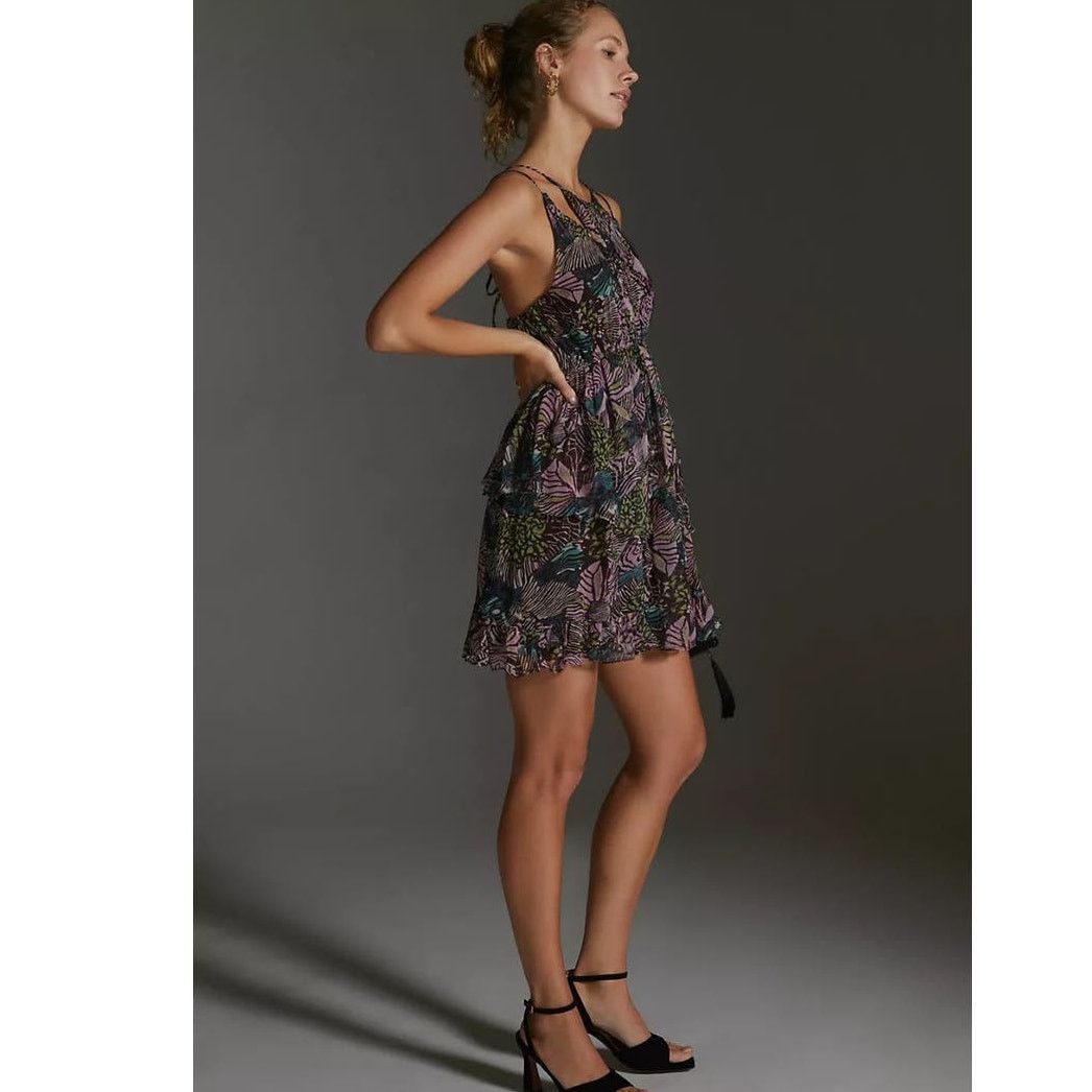 Free People New By Anthropologie Cutout Mini Dress $170 X-SMALL Purple Size XS / US 0-2 / IT 36-38 - 4 Thumbnail