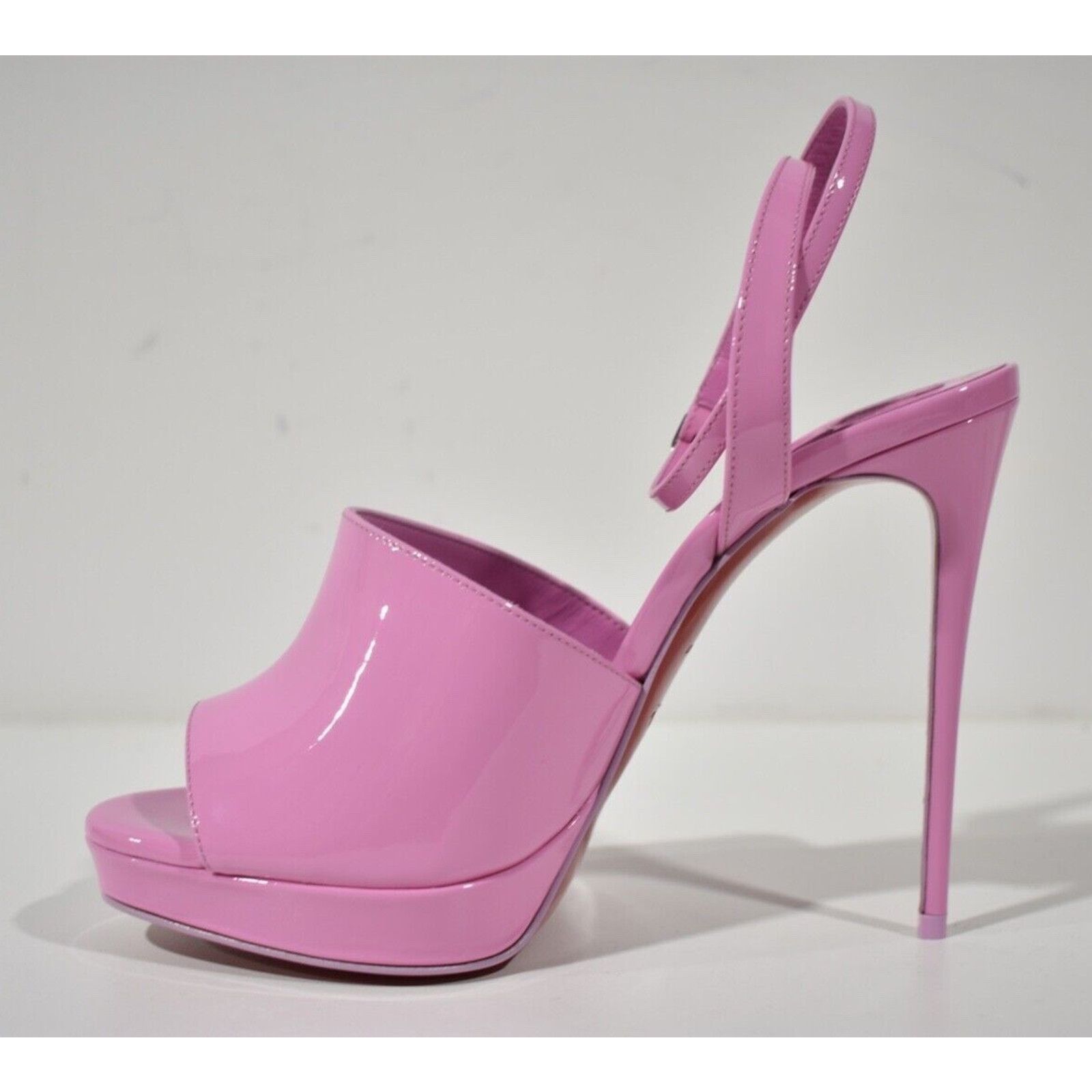 Christian Louboutin Miradona 120 Pink Patent Ankle Strap Sandal Heel Pump 38 Size US 8 / IT 38 - 8 Thumbnail