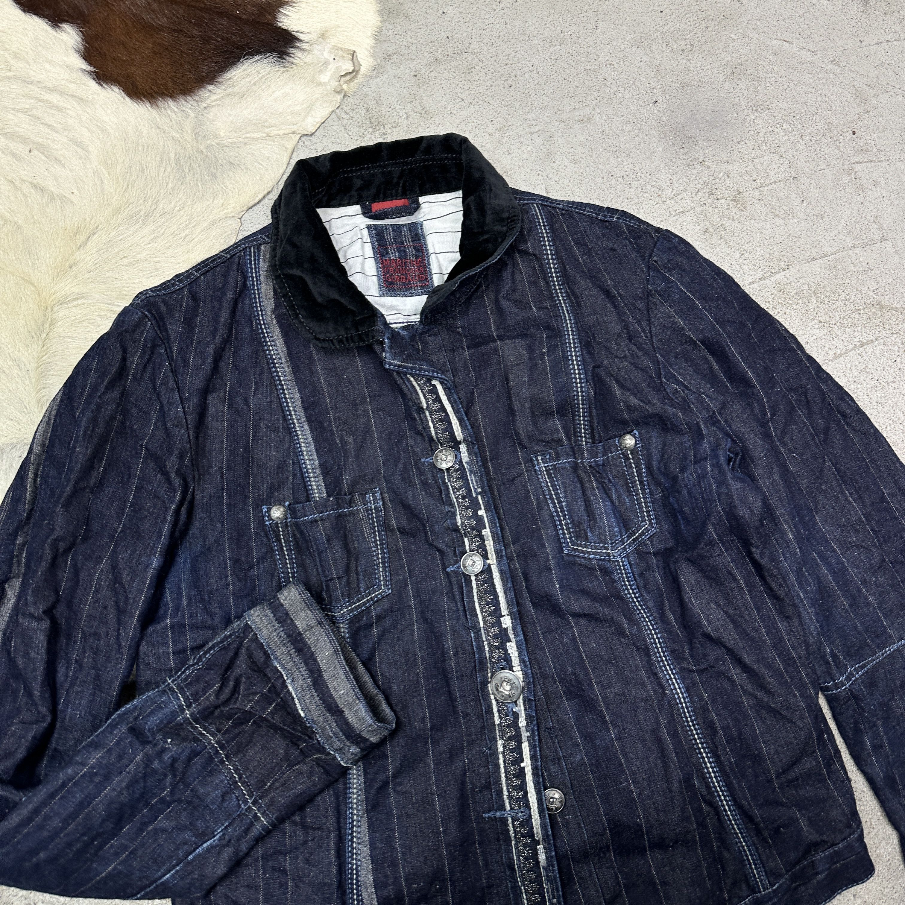Marithe + Francois Girbaud Vintage Denim Fitted Striped Marithe Francois Girbaud Jacket Size M / US 6-8 / IT 42-44 - 4 Thumbnail
