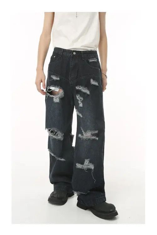 VIBE American retro loose ripped high street hip-hop jeans Size US 32 / EU 48 - 1 Preview