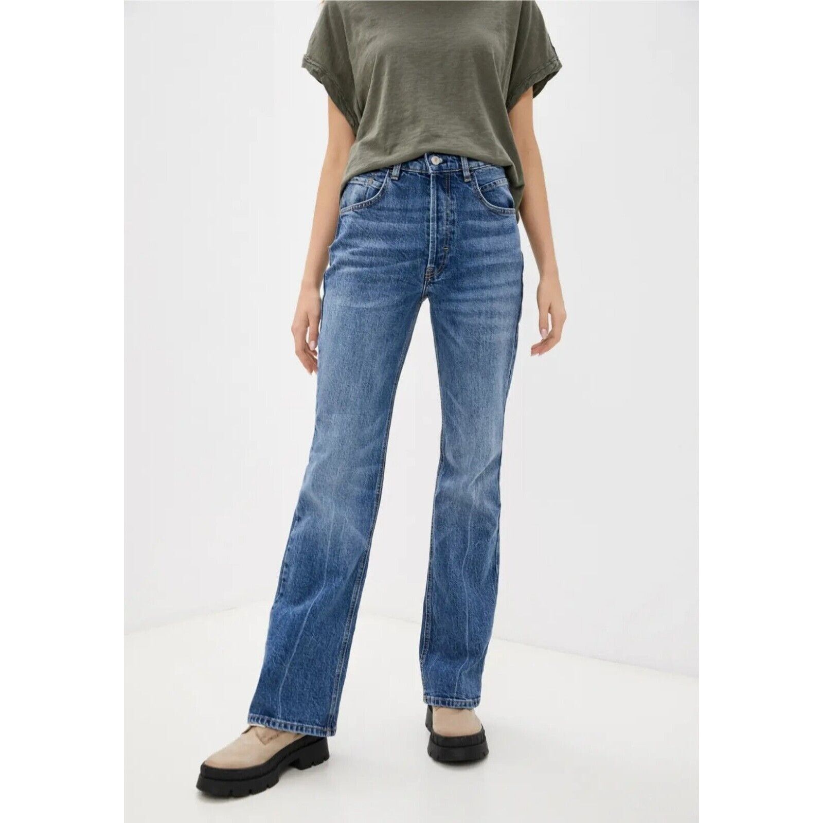 Free People Free People We The Free French Girl Flare Jean In Aura Blue Size 30" / US 8 / IT 44 - 1 Thumbnail