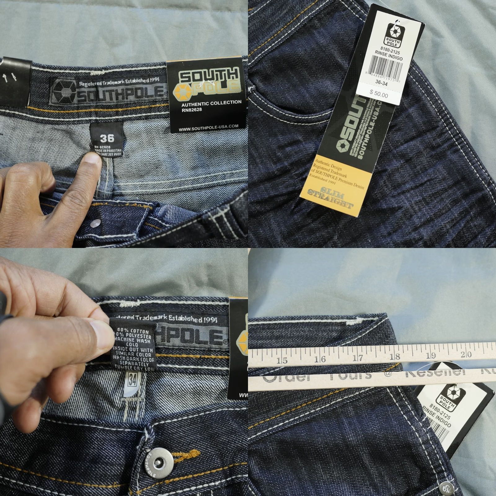 Southpole VINTAGE Southpole Jeans Mens 36x34 Blue White 8180 Y2K Skater Hip Hop Indigo Jeans Mens Regular 36 Blue Size US 36 / EU 52 - 8 Thumbnail