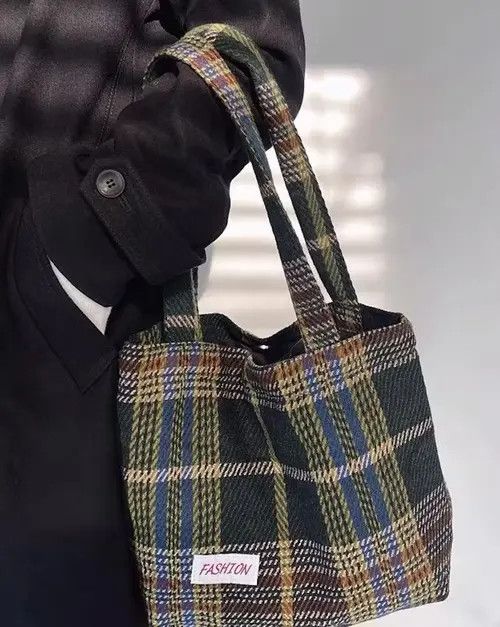Japanese Brand Fashion tartan plaid tote bag shoppers bag Size ONE SIZE - 1 Thumbnail