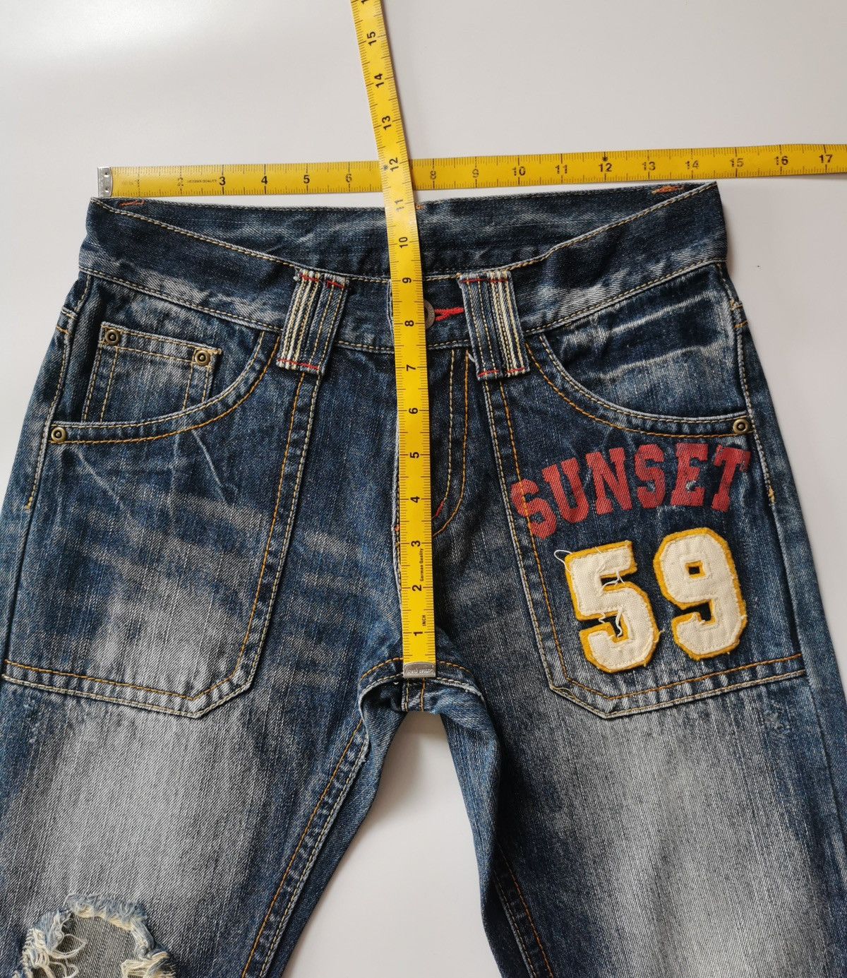 Japanese Brand Playchess Sunset 59 Patch Pockets Jeans Size US 29 - 10 Thumbnail