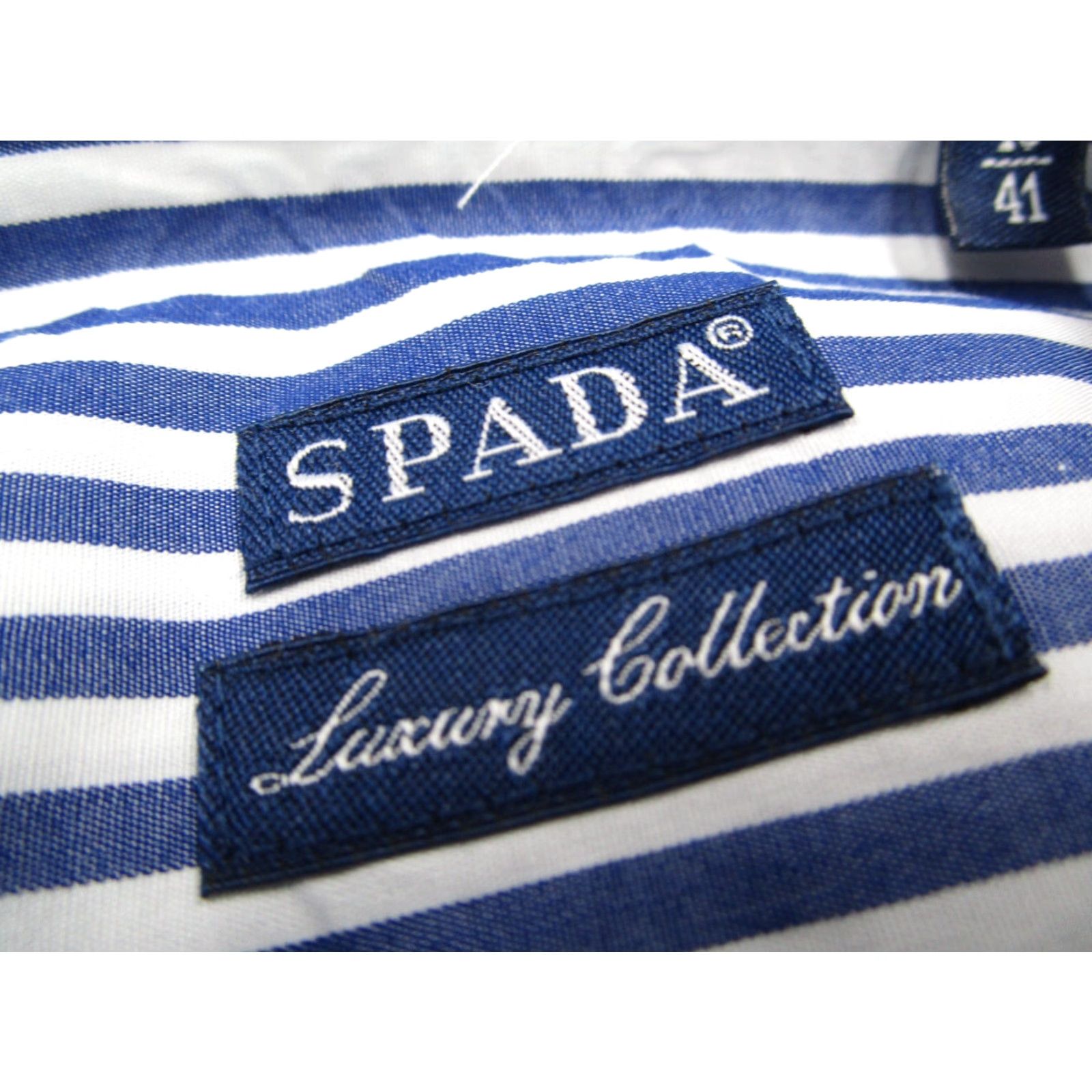 Vintage Spada Dress Shirt Mens 41 Blue Luxury Collection Button Up Long Sleeve Work Shirt Size 42R - 3 Thumbnail