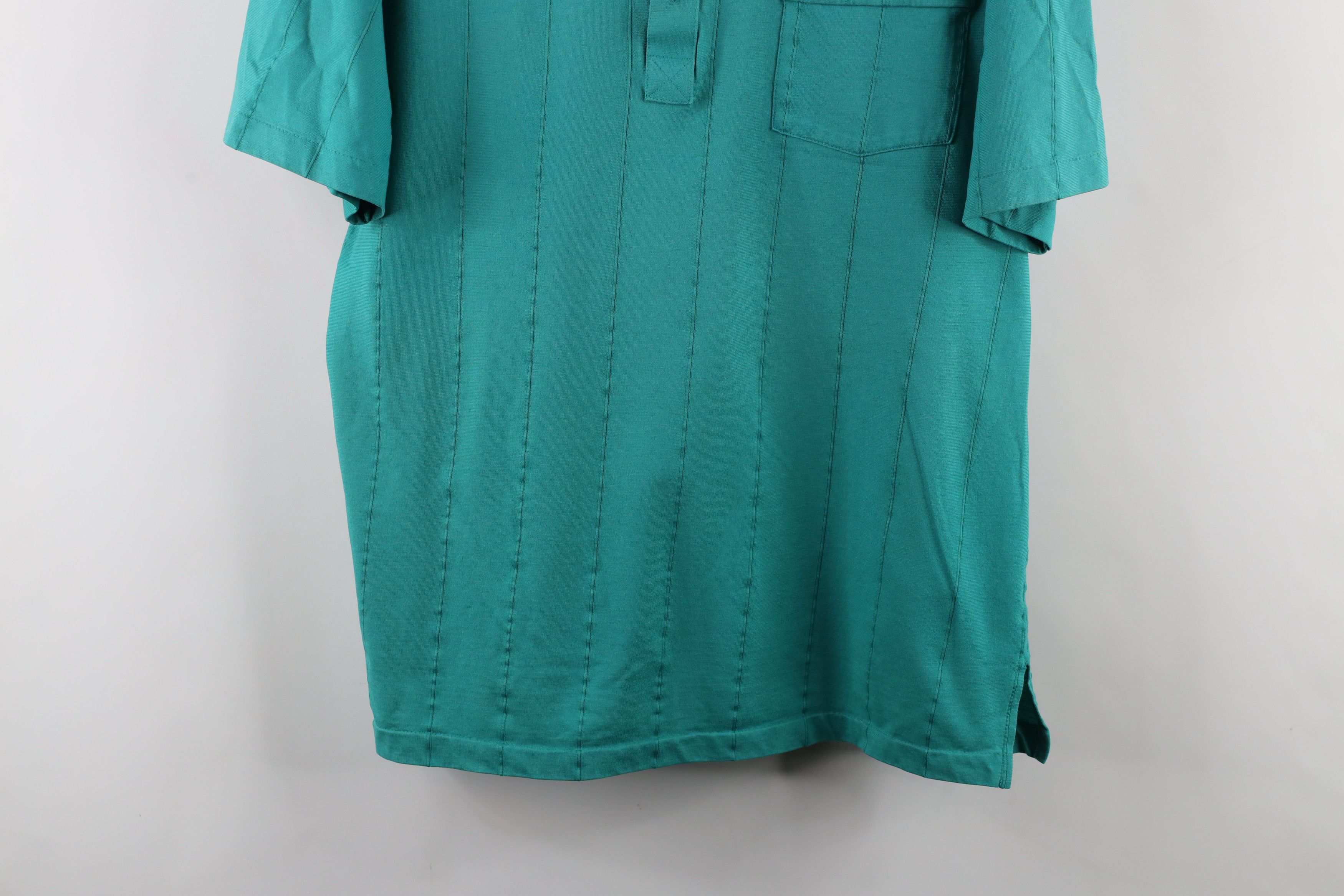 Vintage Vintage 90s Streetwear Striped Knit Collared Polo Shirt Teal Size US L / EU 52-54 / 3 - 3 Thumbnail