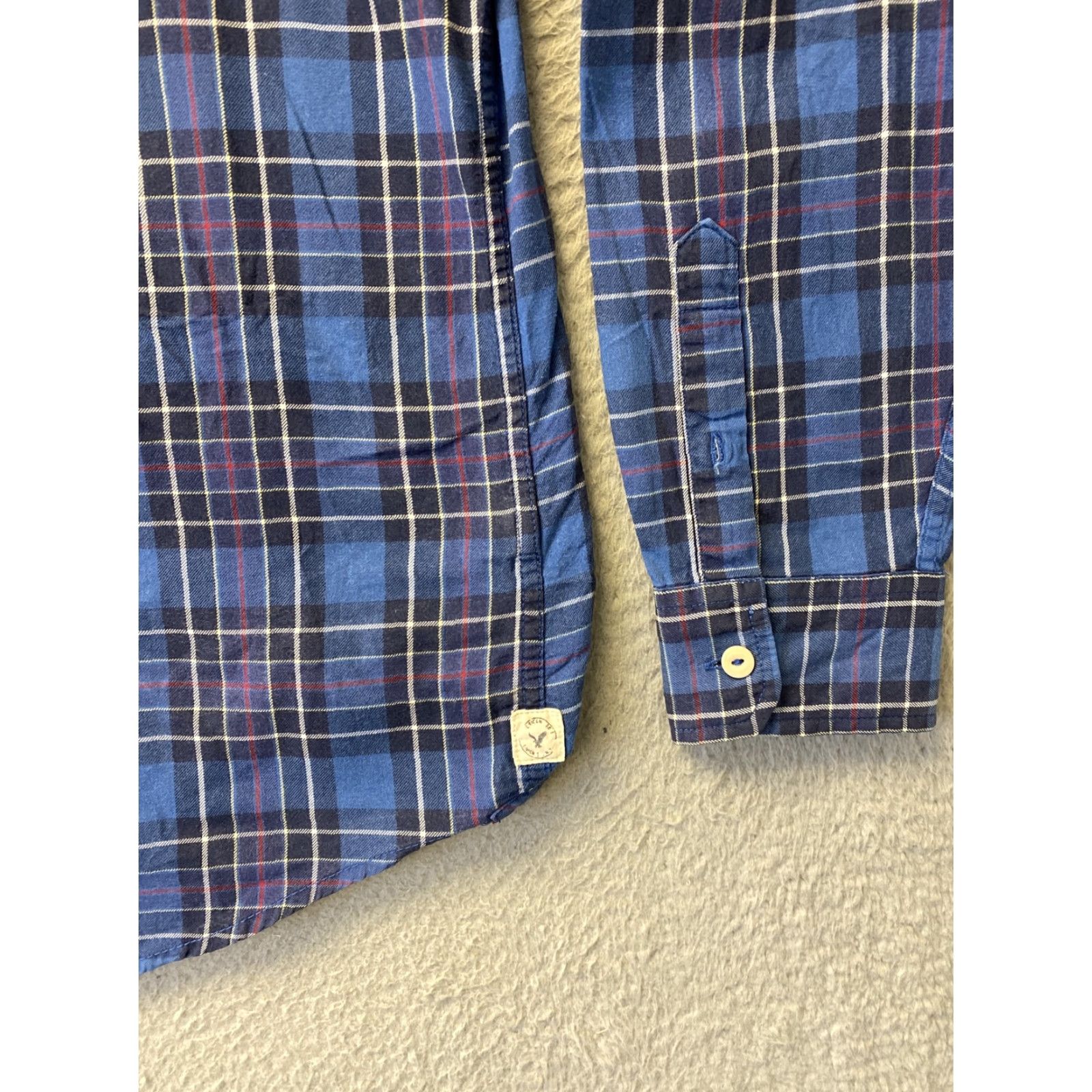 American Eagle Outfitters American Eagle Outfitters Button-Up Shirt Men's L Long Sleeve Blue Plaid Logo Shirt Size US L / EU 52-54 / 3 - 2 Thumbnail