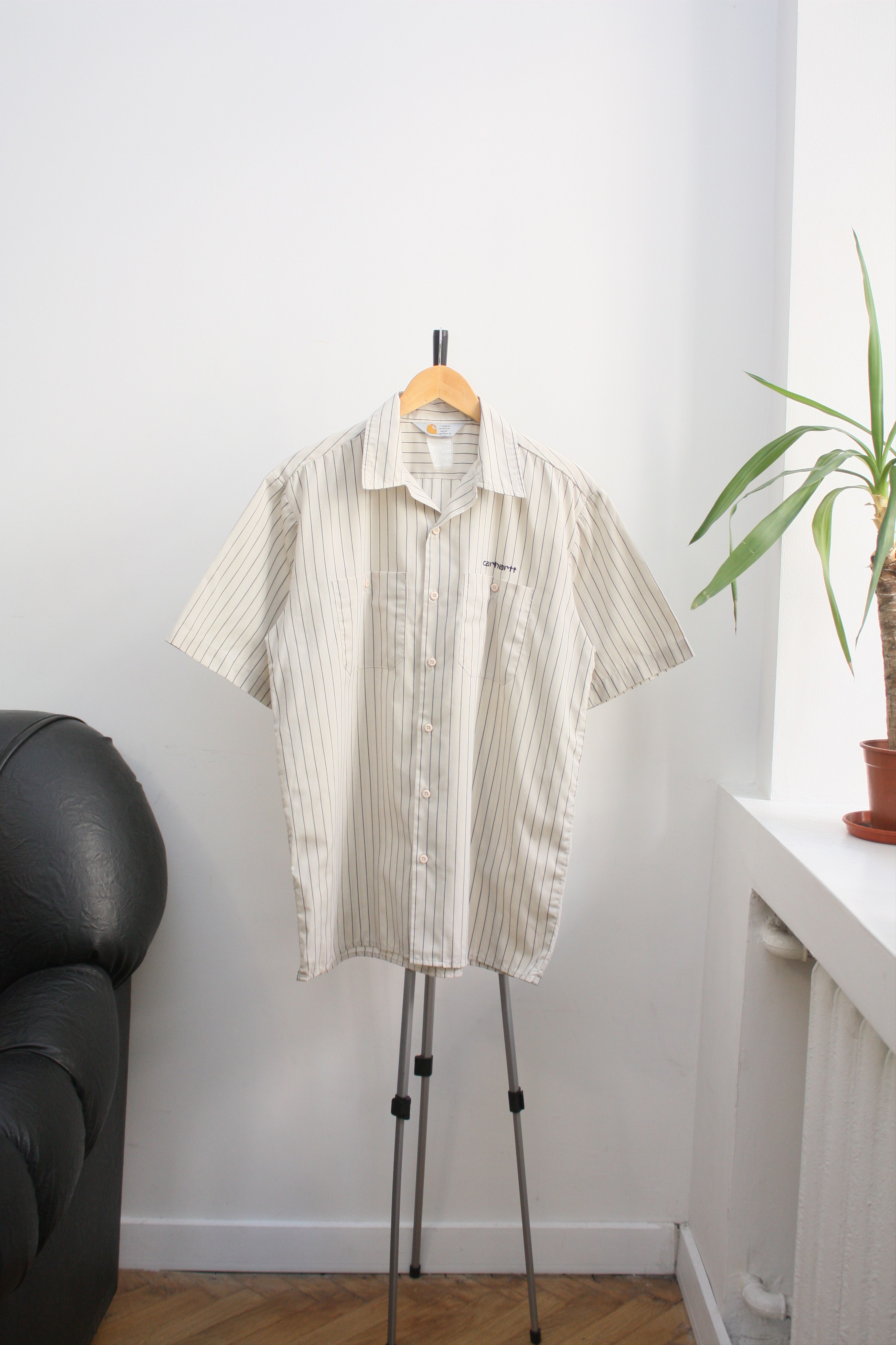 Carhartt × Vintage Carhartt Vintage Beige Striped Short Sleeve Shirt Size US L / EU 52-54 / 3 - 2 Thumbnail