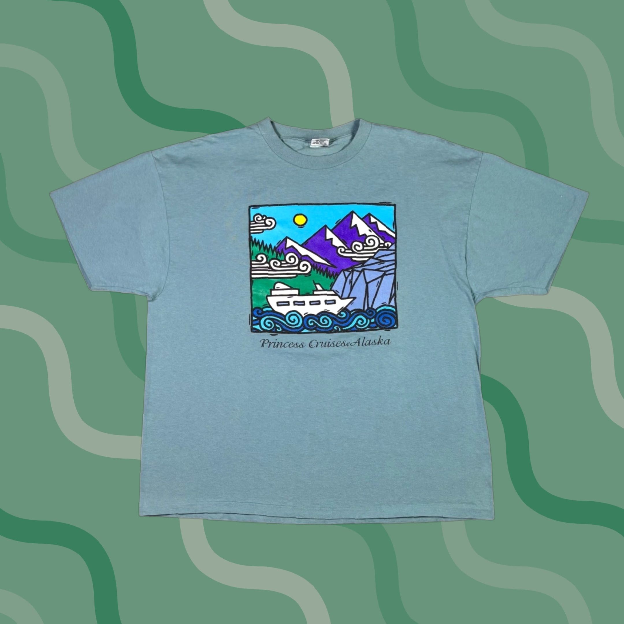 Altea VINTAGE HRLA Princess Cruises Alaska T-Shirt XL Teal Graphic Tee Blue Crew Neck Short Sleeve Men Size US XL / EU 56 / 4 - 1 Thumbnail