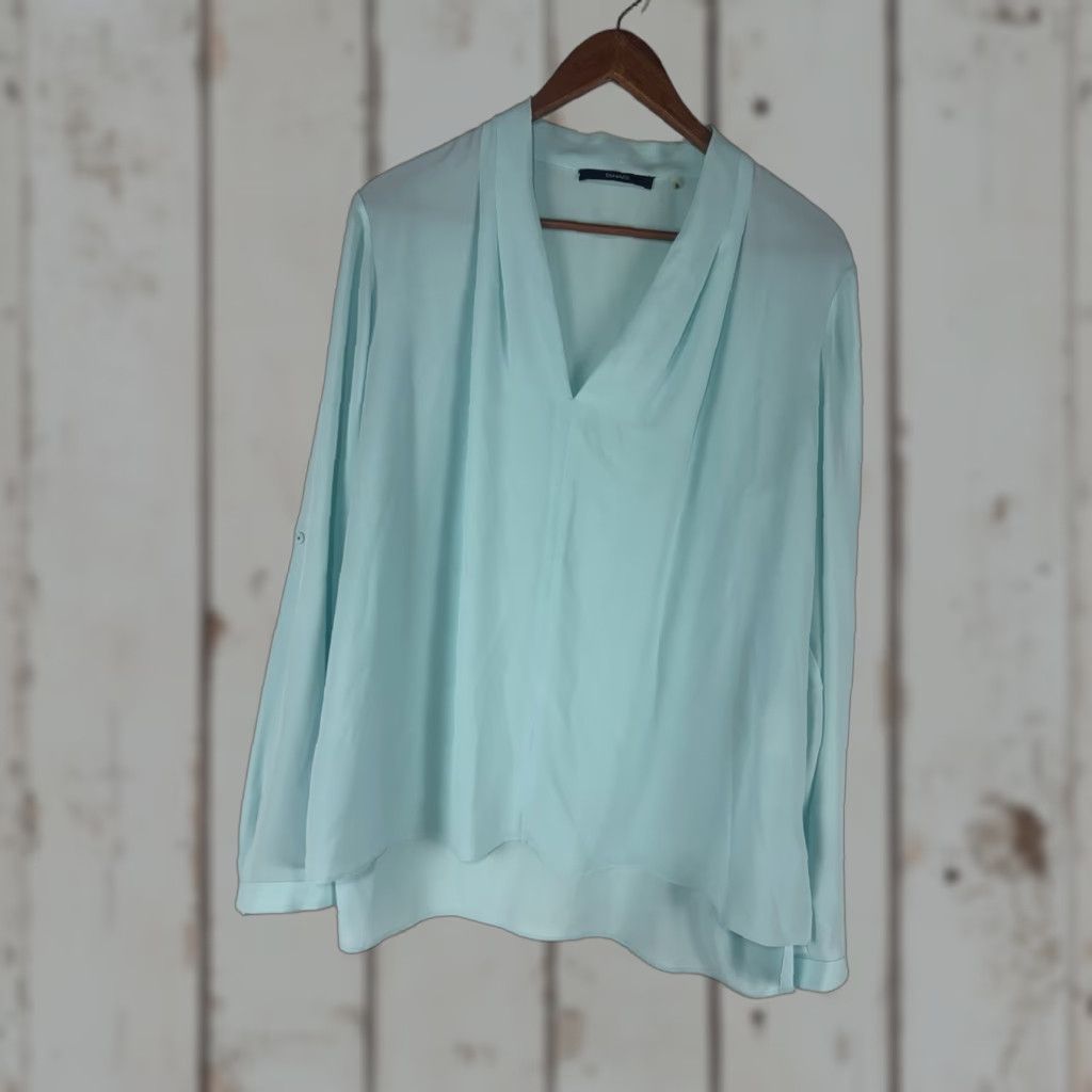 Vintage Tahari Teal Sheer Hi-Lo Roll Tab Sleeves Blouse Womens Size XL Size XL / US 12-14 / IT 48-50 - 1 Thumbnail