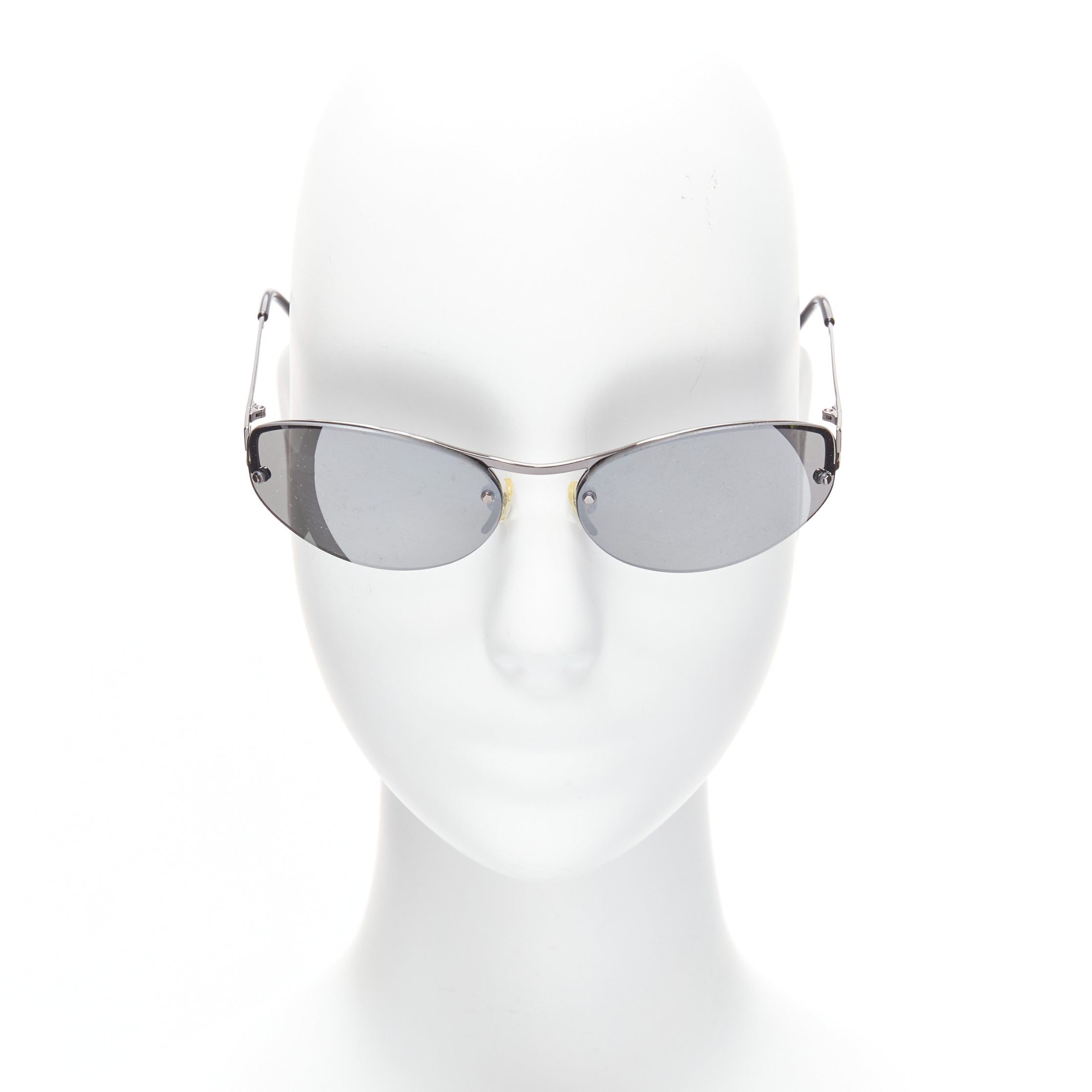 Versace VERSACE N17 89M/247 Greca leg grey lens futuristic oval sunglasses Size ONE SIZE - 1 Thumbnail