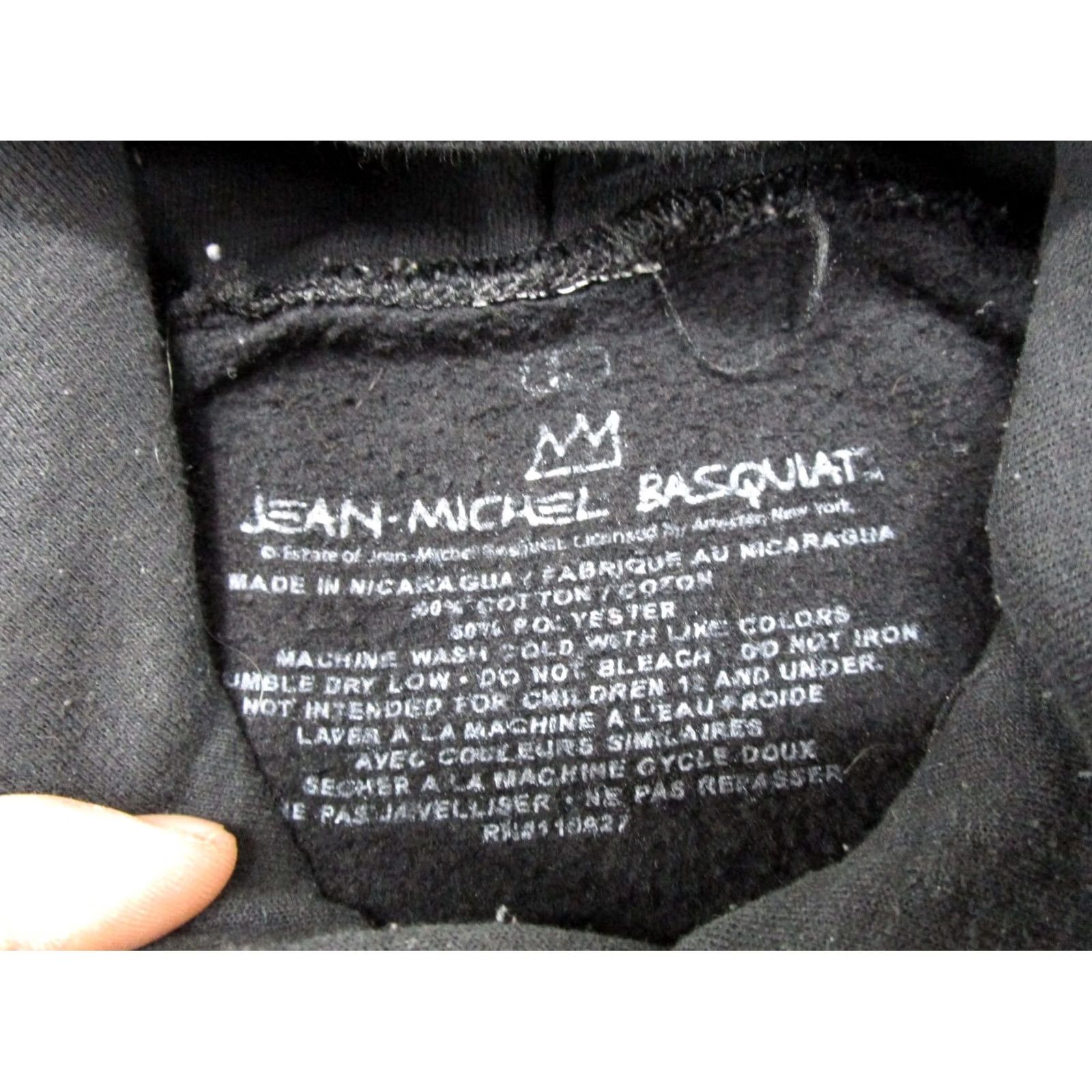 Vintage VINTAGE Jean-Michel Basquiat ART Hoodie Size L Black Hooded Sweatshirt Mens Size US L / EU 52-54 / 3 - 3 Thumbnail