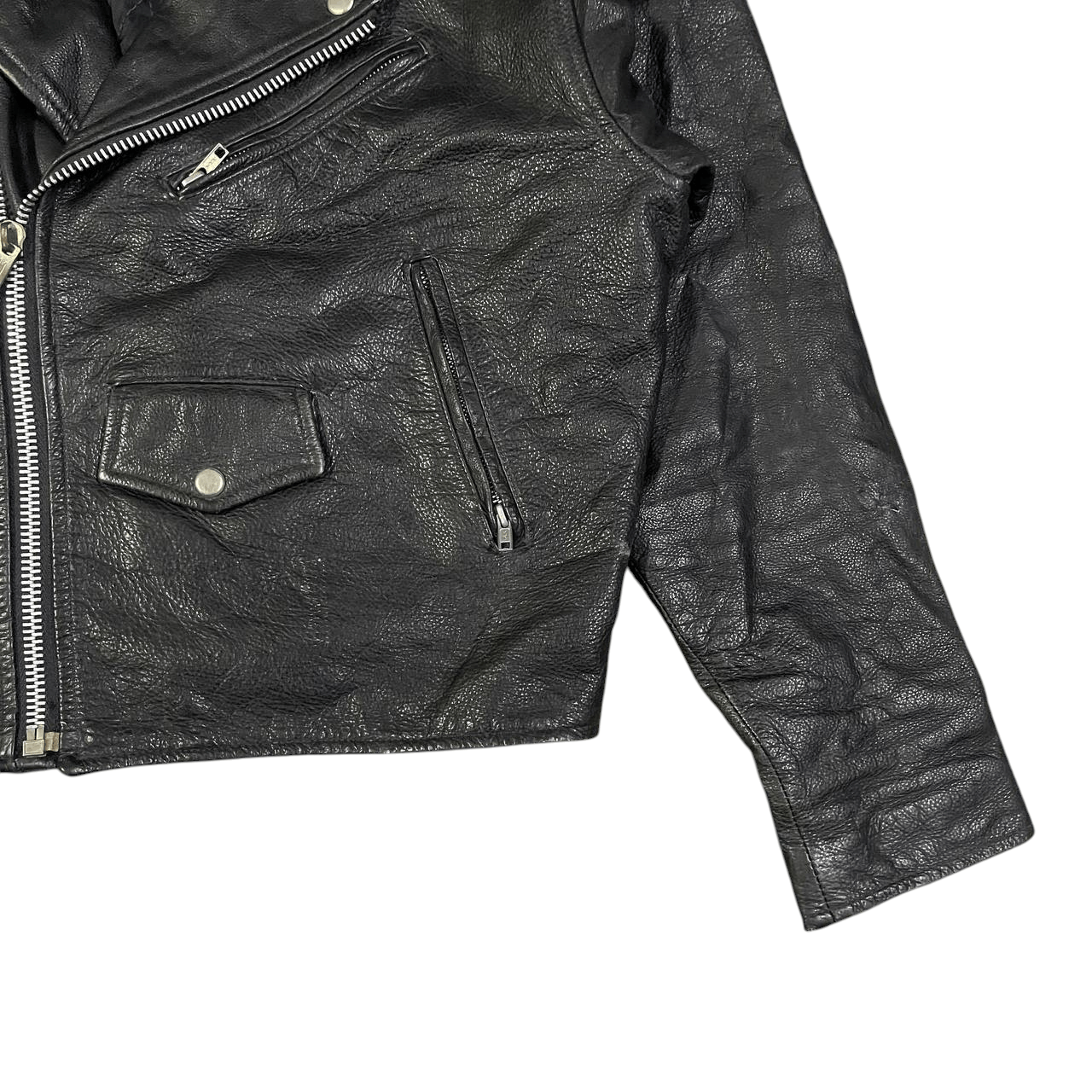 Leather Vintage Motorcycle Rider Leather Jacket Double Collar Size US M / EU 48-50 / 2 - 4 Thumbnail