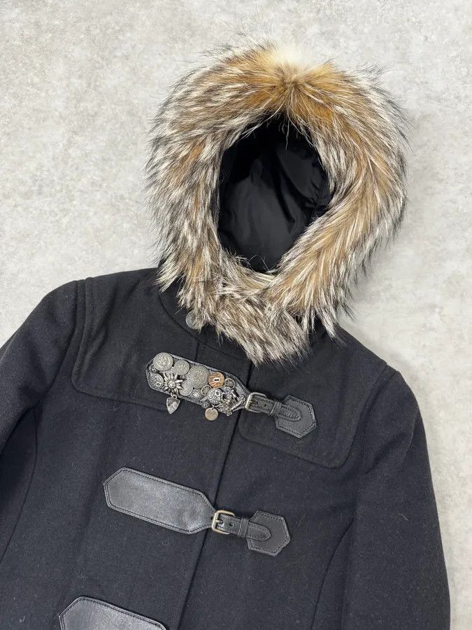 Prada 2000s Prada Fur Hooded Pins Straps Wool Long Jacket Size S / US 4 / IT 40 - 6 Thumbnail