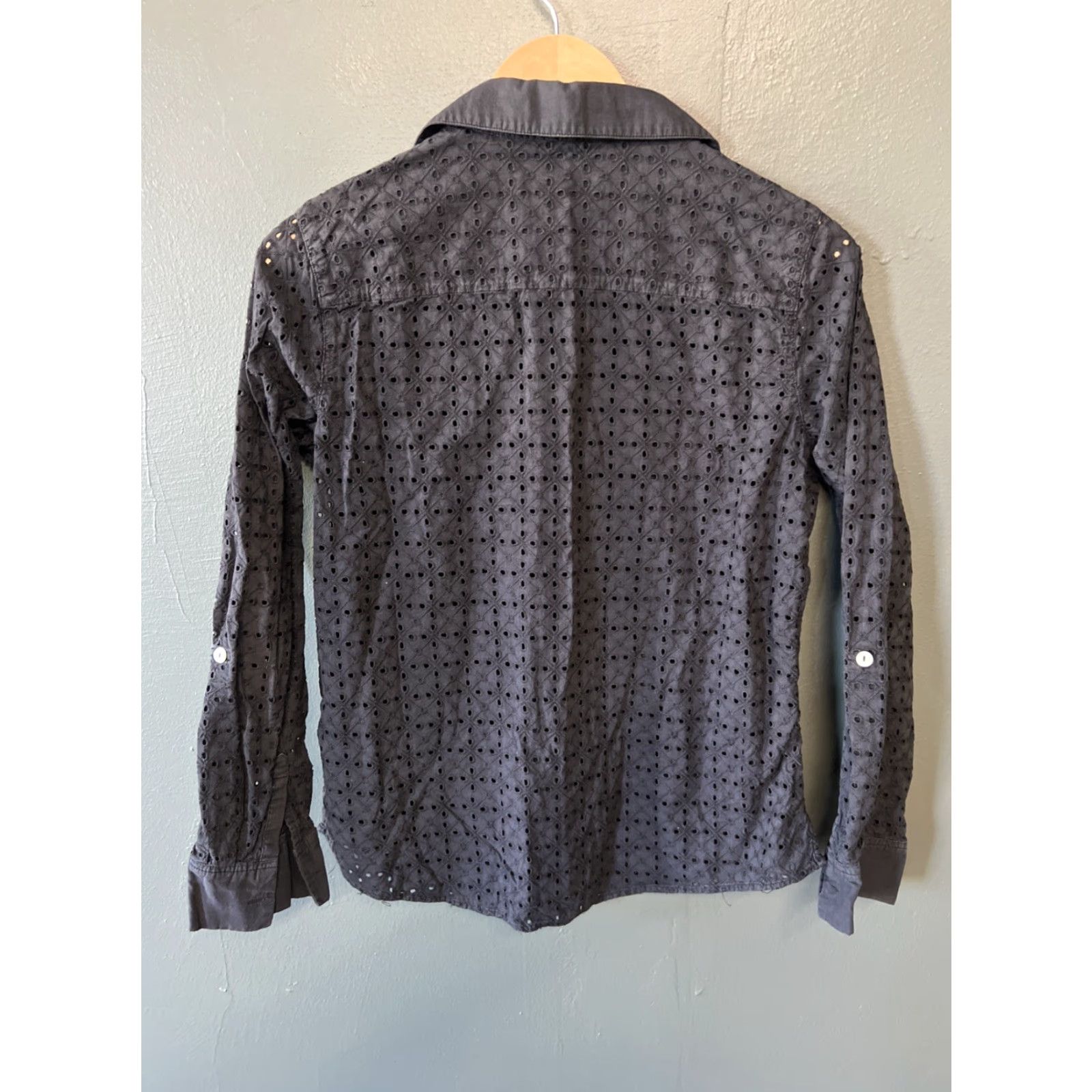 Vintage Foxcroft Shirt Womens 8 Black Button Up Long Sleeve Size M / US 6-8 / IT 42-44 - 3 Thumbnail