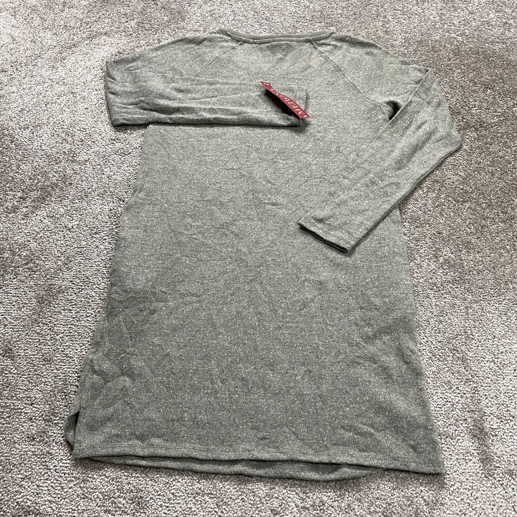 Merona Merona Sweatshirt Shift Dress Womens XS Gray Long Sleeve Round Neck NWT New / Classic Casual Knit Midi Dress Size XS / US 0-2 / IT 36-38 - 2 Thumbnail