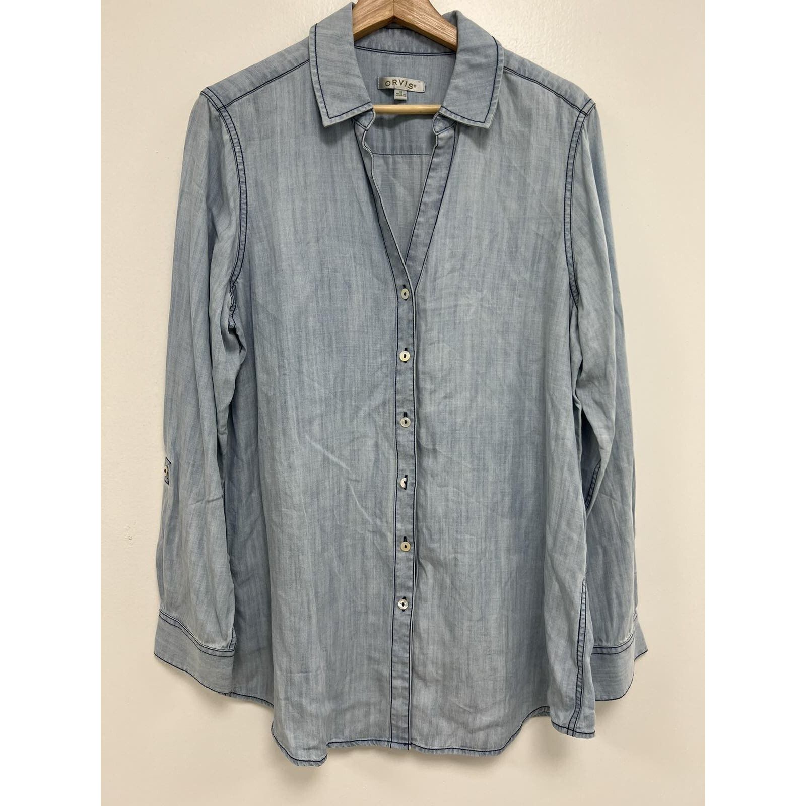 Orvis Orvis Women Tunic Jeans Button Long Sleeve Tencel A001633 Size XL / US 12-14 / IT 48-50 - 1 Thumbnail