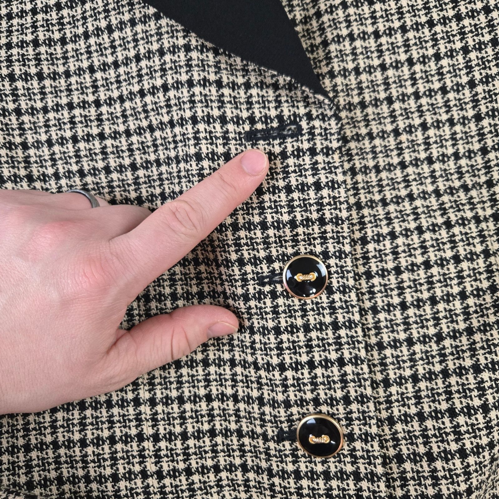 Vintage Vintage Houndstooth Tweed Blazer Jacket Size 12 Size XL / US 12-14 / IT 48-50 - 4 Thumbnail