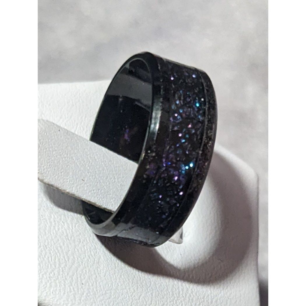 Other Gothic Black Stainless Steel Blue And Purple Glitter Inlay R Size ONE SIZE - 10 Thumbnail
