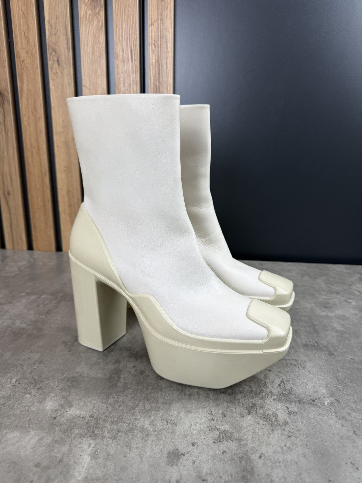 Peter Do at.kollektive x Peter Do Leather Platform Ankle Boots White Size US 10 / IT 40 - 2 Thumbnail