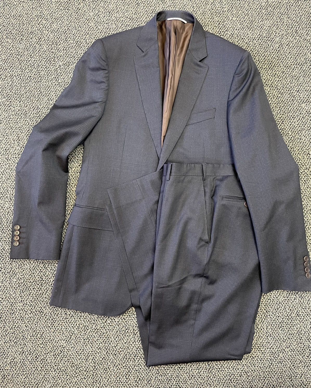 Canali Mini Check Wool Suit Size 40L - 7 Thumbnail