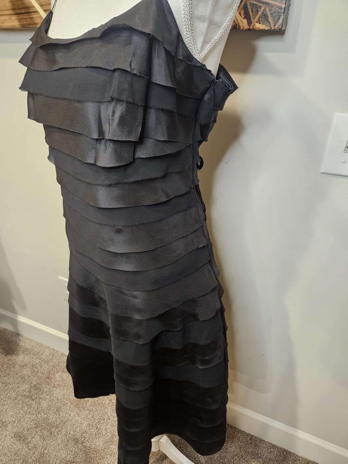 Ann Taylor Ann Taylor Black Satin Layered Dress Size XL / US 12-14 / IT 48-50 - 2 Thumbnail