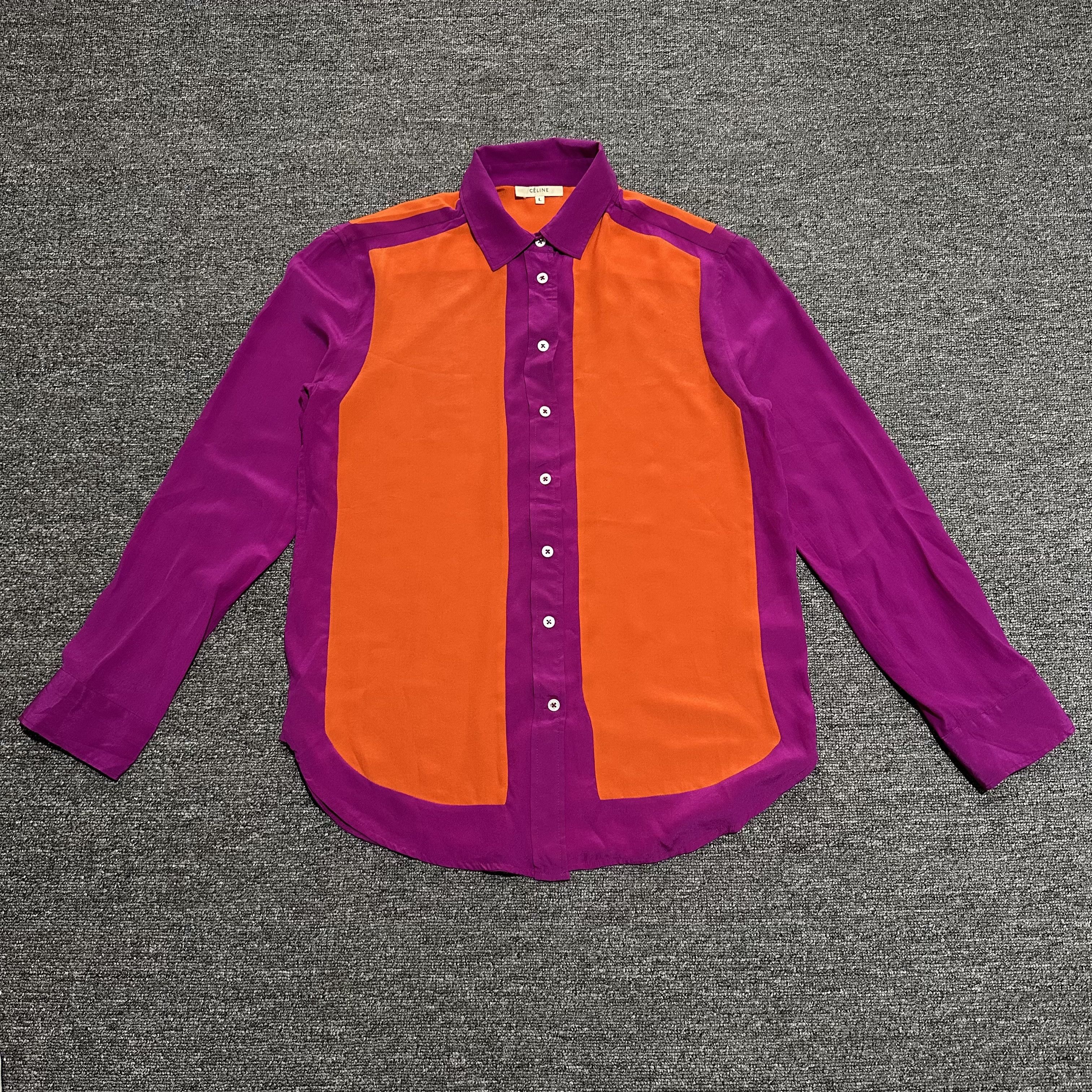 Celine Vintage Celine Silk Button Ups shirts Size L / US 10 / IT 46 - 1 Thumbnail