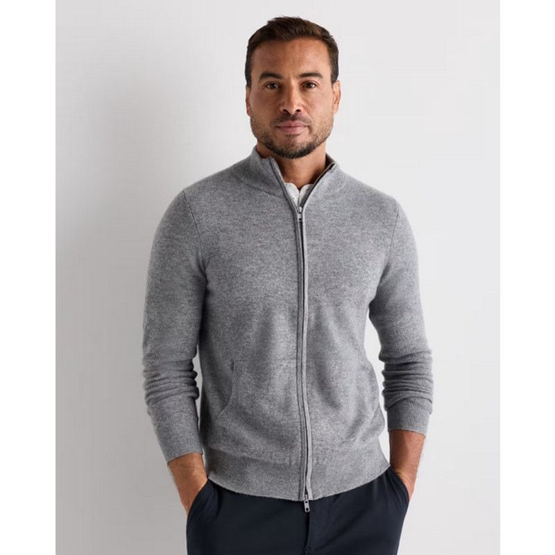 Quince Quince Men Cashmere Full Zip Sweater Heather Grey S NWT Size US S / EU 44-46 / 1 - 1 Thumbnail