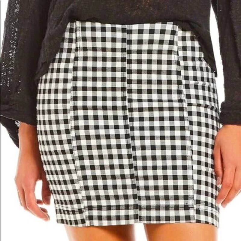 Free People Free People Modern Femme Gingham Stretch Mini Skirt size 10 Size 32" / US 10 / IT 46 - 1 Thumbnail