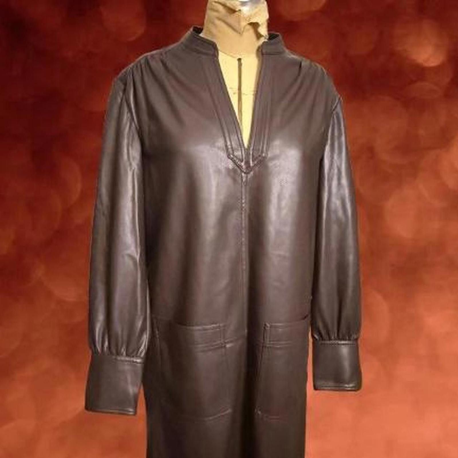 Rebecca Taylor Brown Vegan Leather Tunic Dress Size M