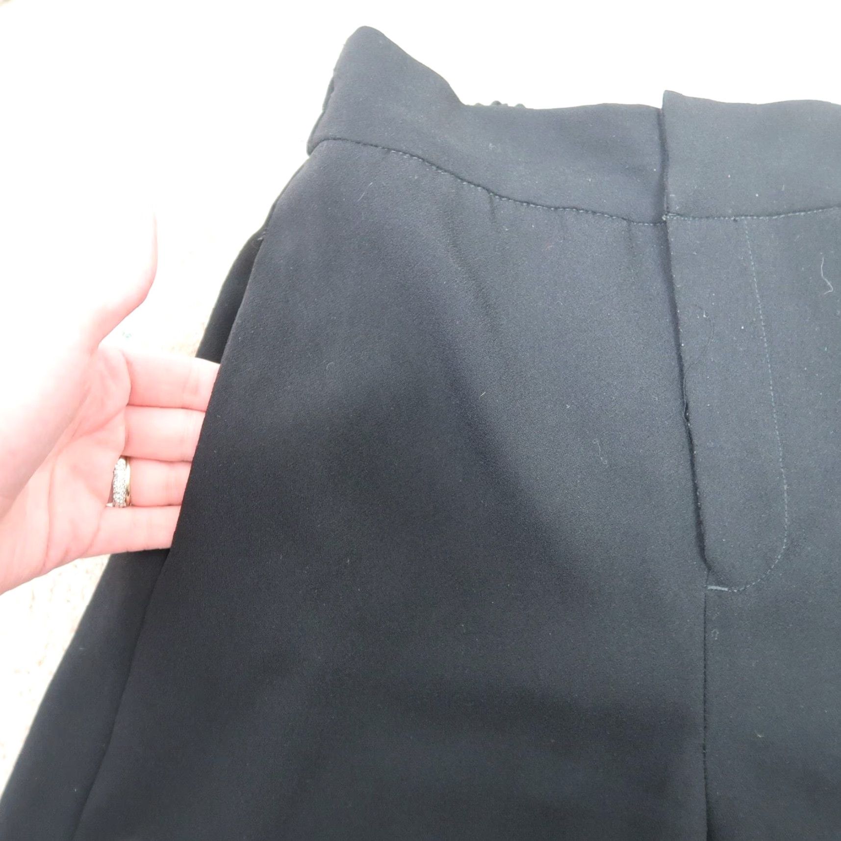 Zara Zara black high rise wide leg trouser pants button detail M Women Pants High Rise Wide-Leg Black Dress Pants Size 32" / US 10 / IT 46 - 3 Thumbnail