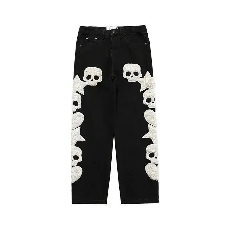 Japanese Brand Skull Streetwear Denim Jeans Hip Hop Retro Skeleton Size US 32 / EU 48 - 4 Thumbnail