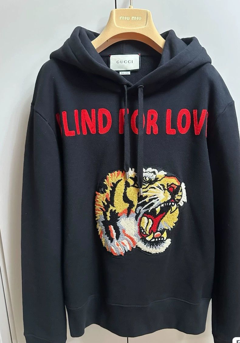 GUCCI フード付きパーカー BLIND FOR LOVE GUCCI BLIND FOR LOVE hoodie S Size men black USED F/S from