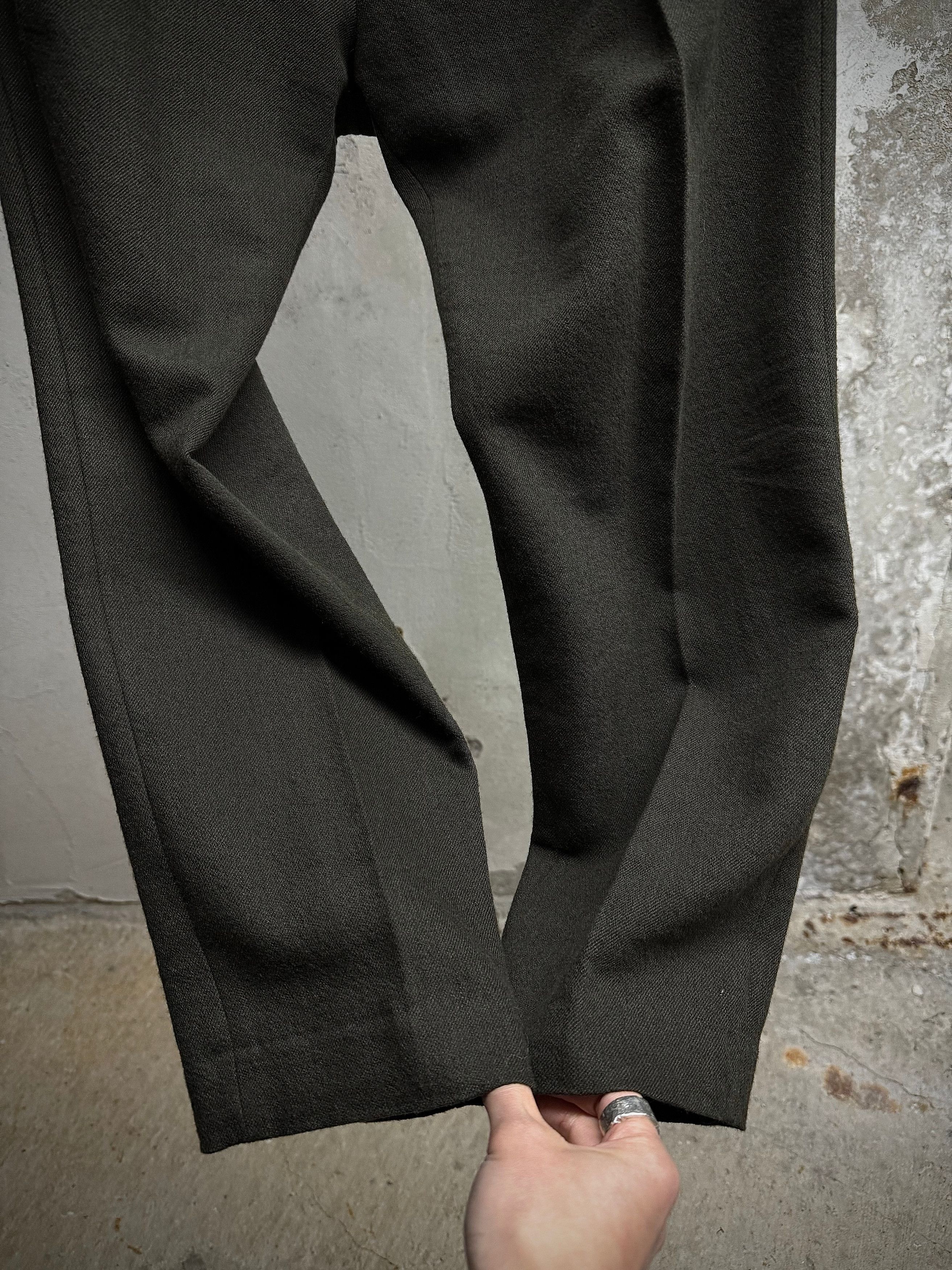 Ann Demeulemeester Ann Demeulemeester 2010s Khaki Wool Pleated Dress Pants Size M / US 6-8 / IT 42-44 - 4 Thumbnail