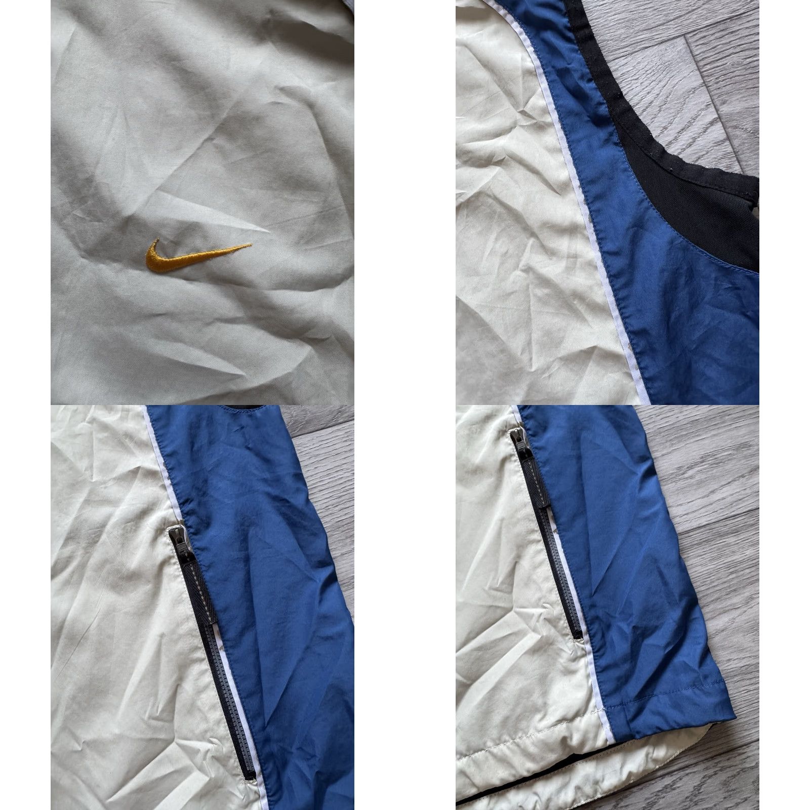Nike VINTAGE Nike Windbreaker Jacket Beige Blue M Men’s 90s Full Zip Windbreaker 90s Mens Size US M / EU 48-50 / 2 - 8 Thumbnail