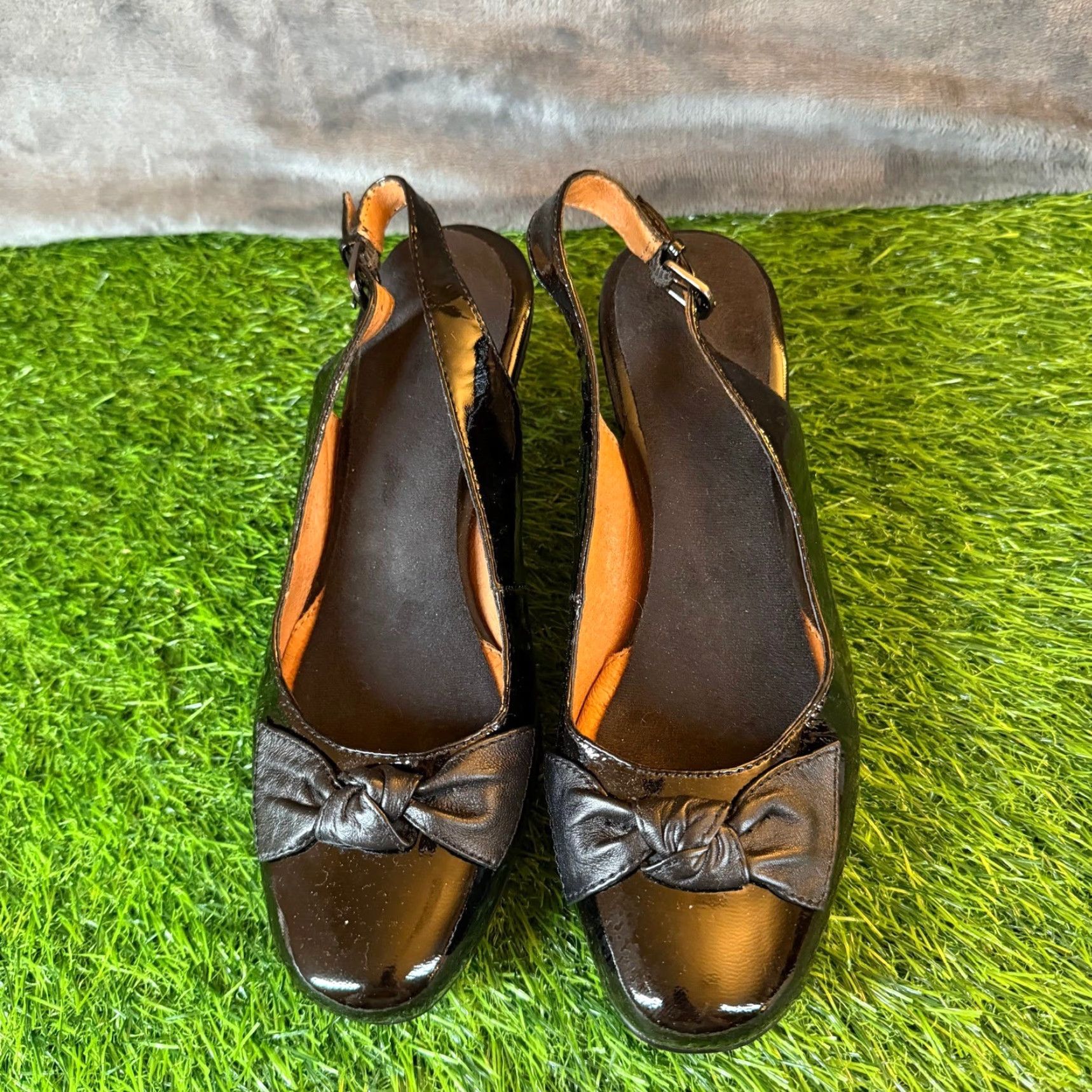 Vintage Sofft Black Patent Leather Slingback Pumps Kitten Heel Dress Shoes Womens 7 M Size M / US 6-8 / IT 42-44 - 4 Thumbnail