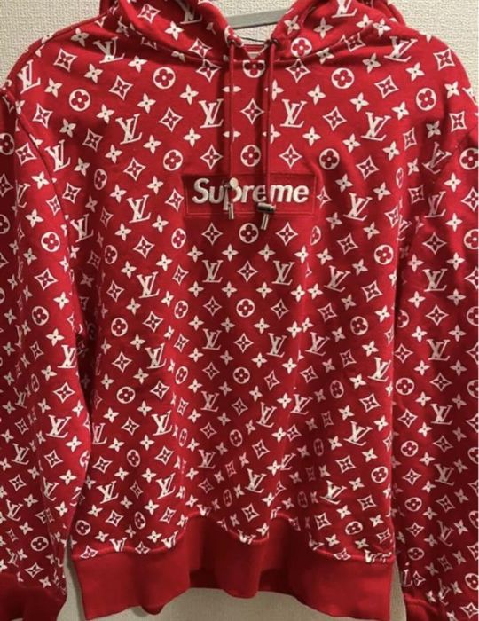 Louis Vuitton x Supreme Box Logo Hooded Sweatshirt Red