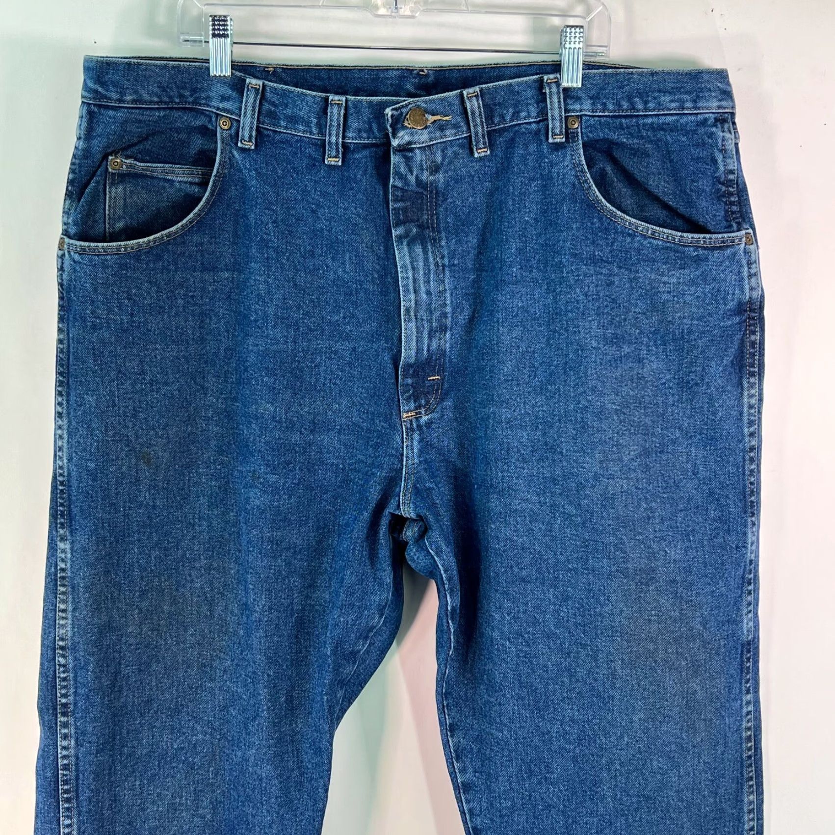 Wrangler Wrangler Mens Straight Jeans Denim Blue 44X30 Regular Mid Rise Carded: 5-Pocket, Belt Loops, Button Closure, 100% Cotton, Mexico, Rugged Wear Size US 44 / EU 60 - 3 Thumbnail