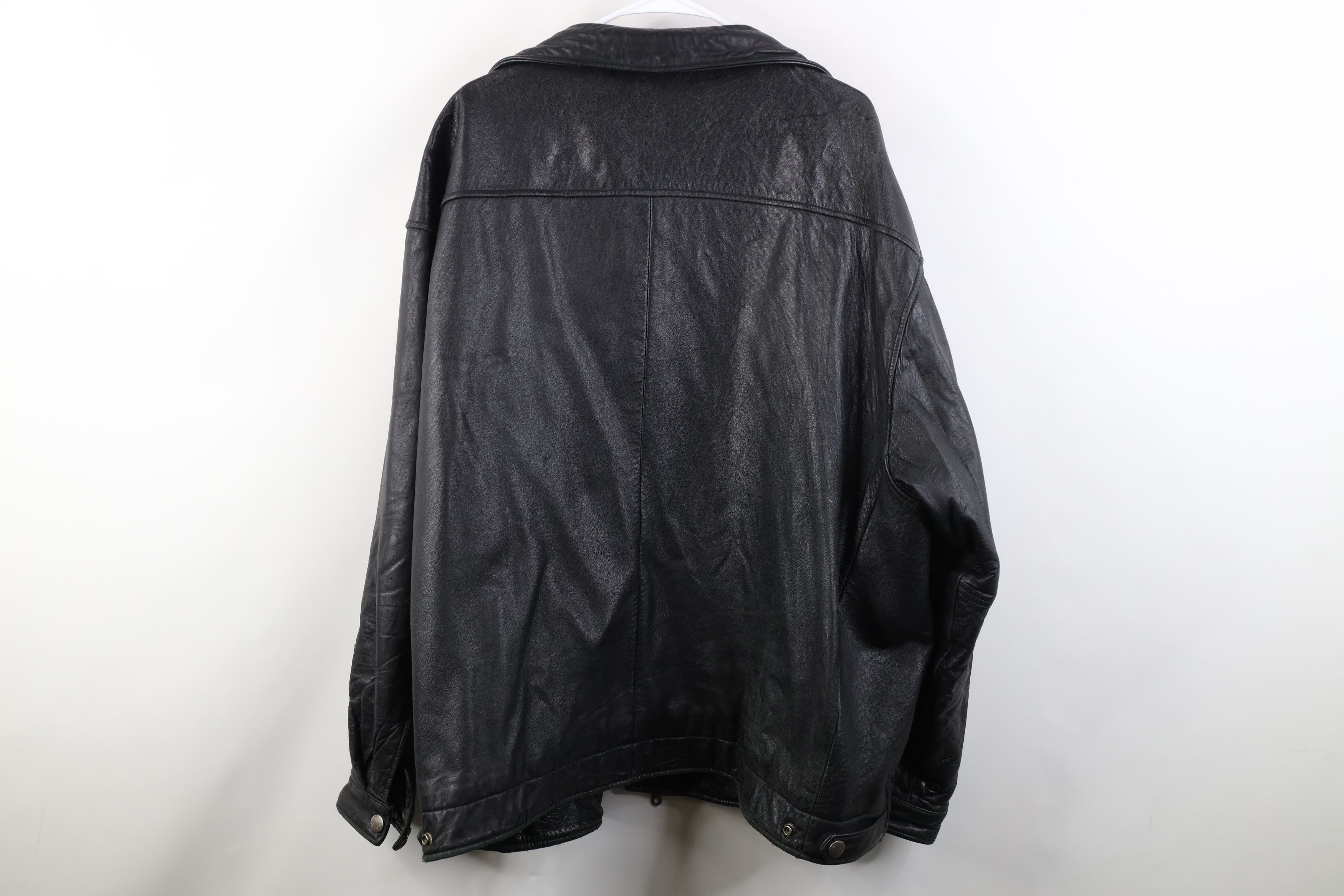 Vintage AS IS Vintage 90s Streetwear Quilted Leather Jacket Black Size US XXL / EU 58 / 5 - 13 Thumbnail