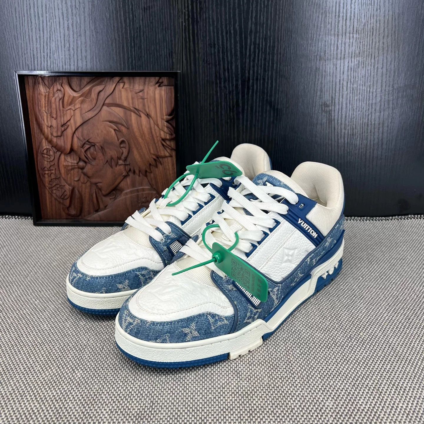 Louis Vuitton LV white blue denim trainer Size US 8 / EU 41 - 1 Thumbnail