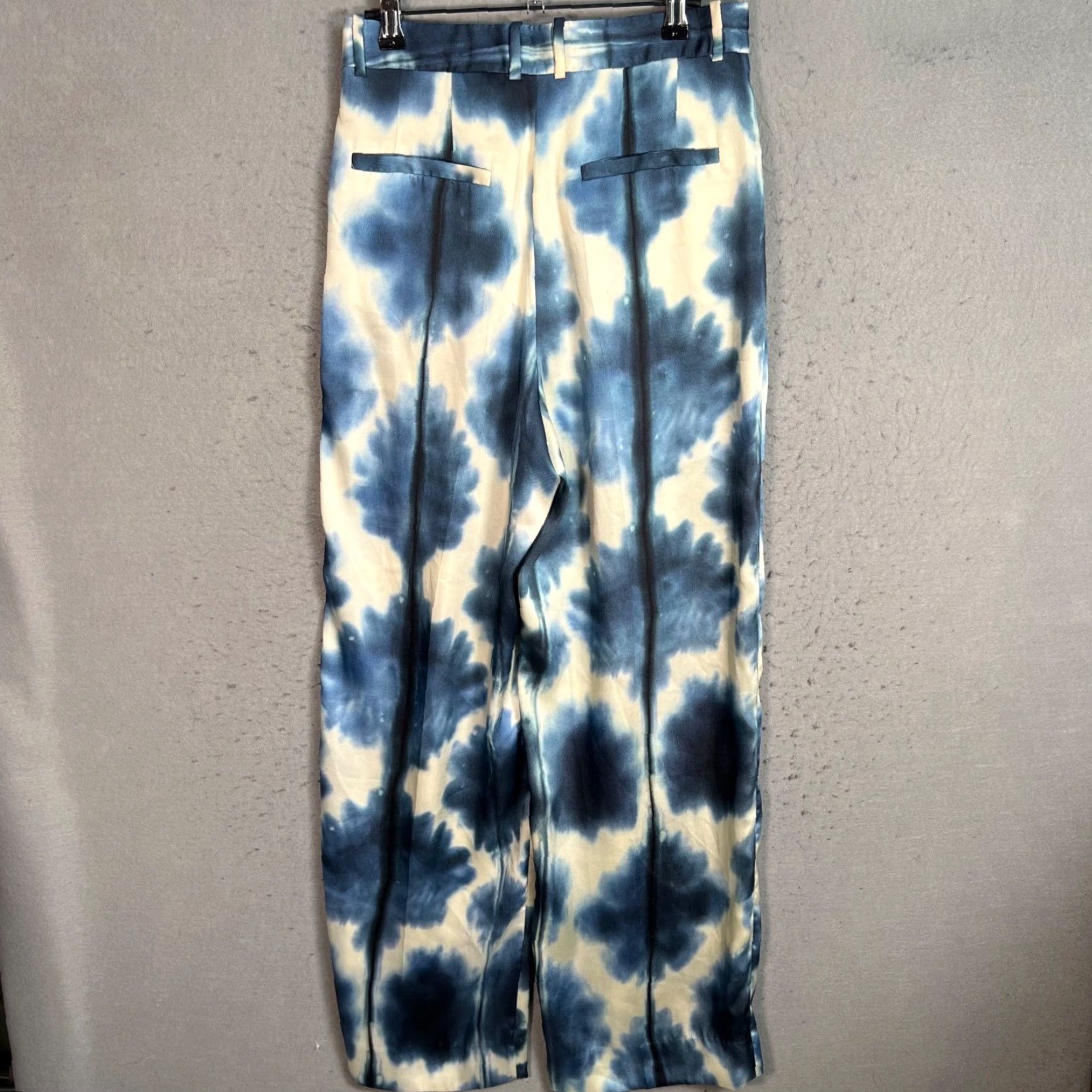 Zara Zara Womens Size Small Tie-Dye Pleated Wide-Leg Pants Blue/White Size 28" / US 6 / IT 42 - 2 Thumbnail