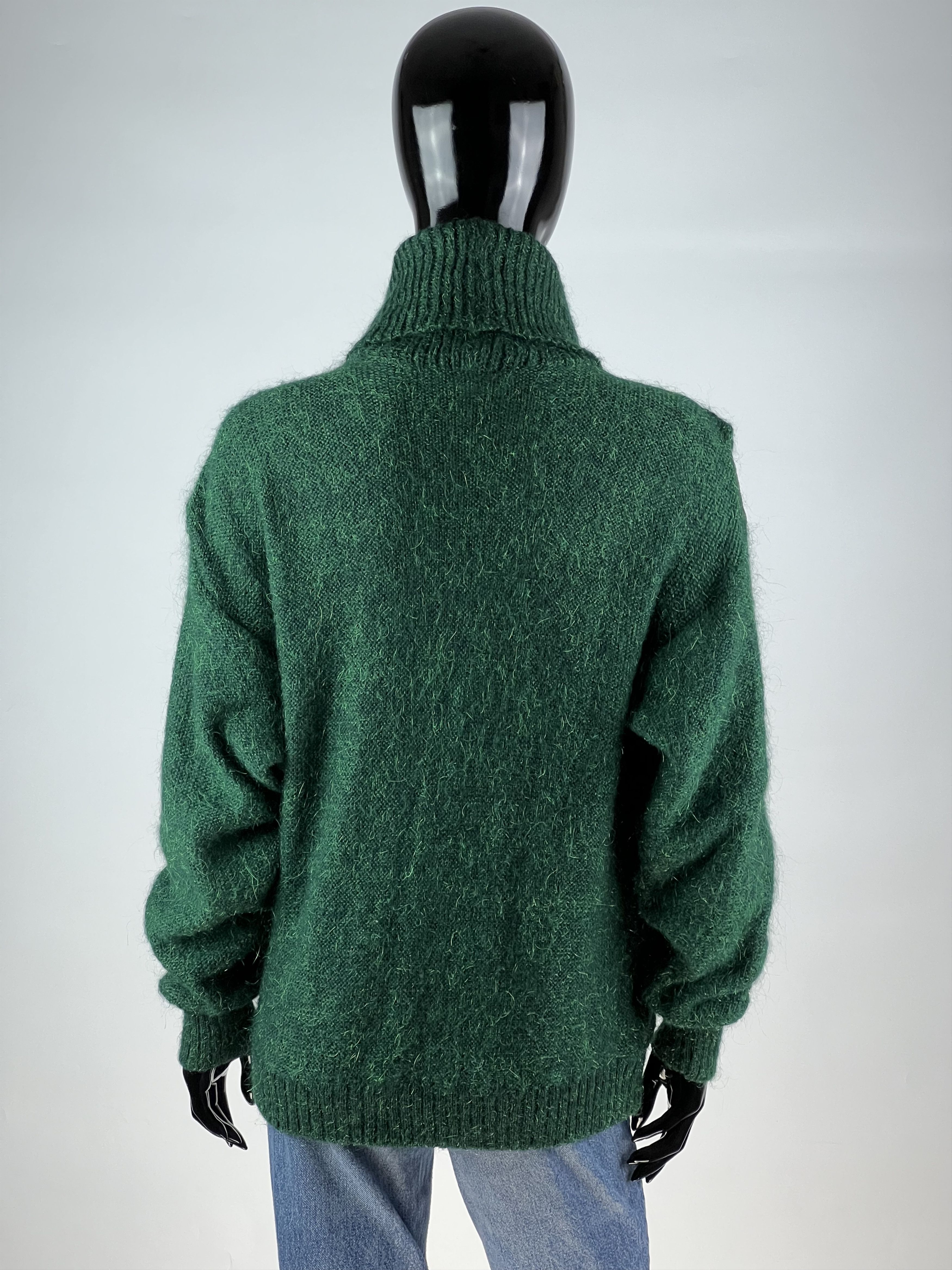 Bruno Magli × Vintage Bruno Magli Rare Suede Mohair Super Kid Turtleneck Sweater Size M / US 6-8 / IT 42-44 - 3 Thumbnail