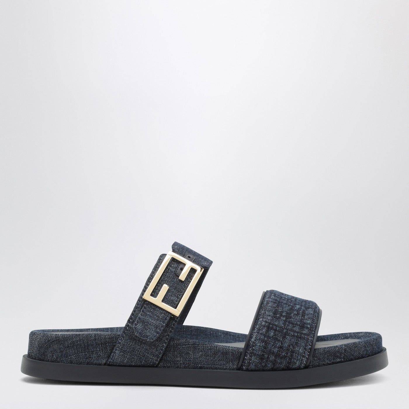 Fendi Fendi Dark Blue Denim Fabric Slides Size US 6 / IT 36 - 1 Thumbnail