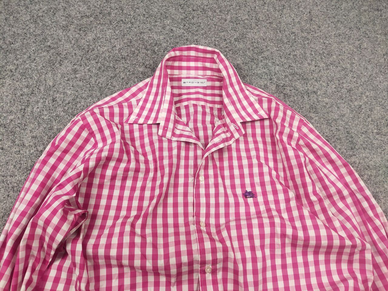Etro Etro Italy Design Regular Fit pink checked Long sleeve Shirt Size US XL / EU 56 / 4 - 5 Thumbnail