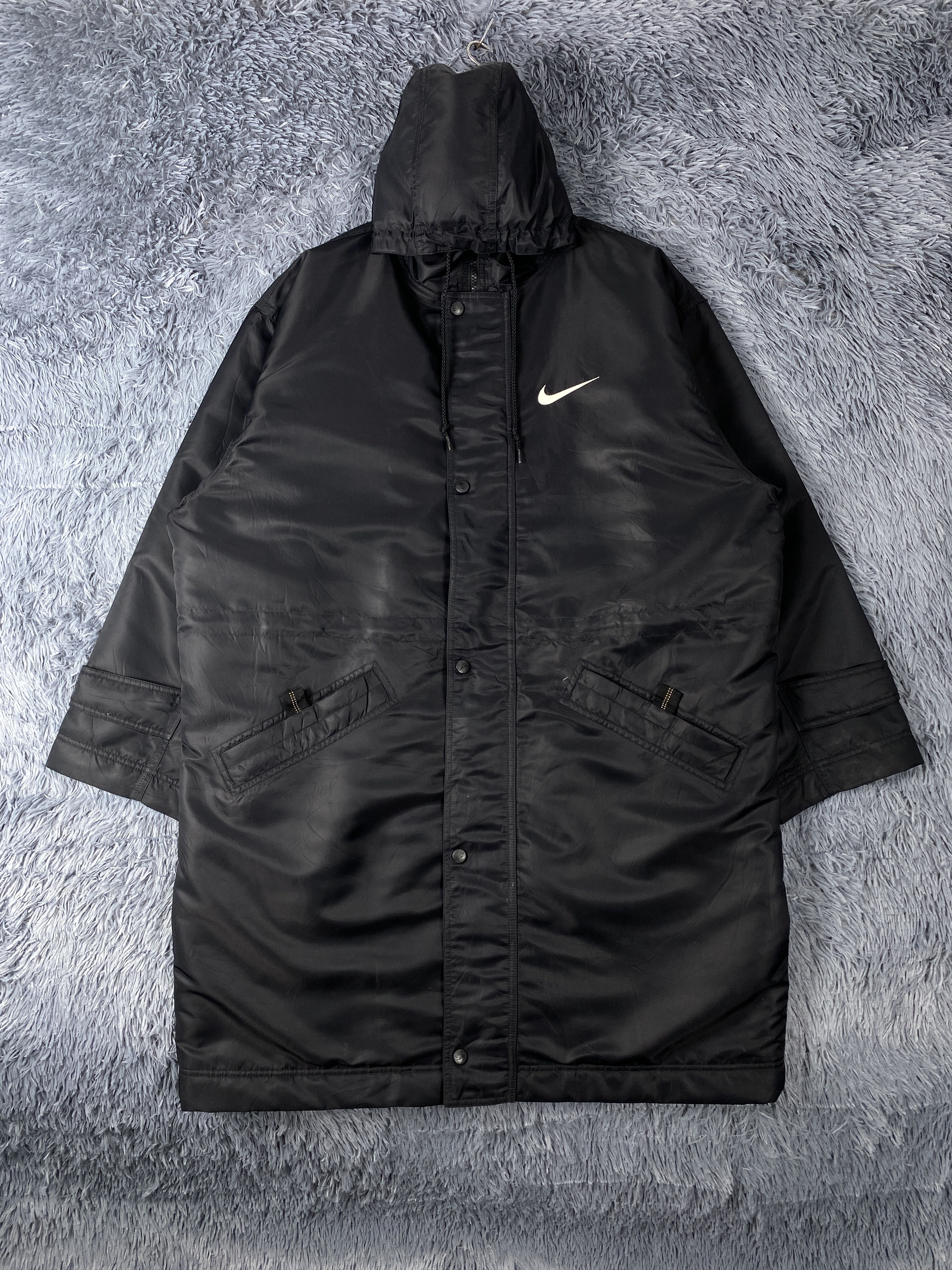 Nike Vintage 90s Nike Big Swoosh Sherpa Lining Long Jacket K0122 Size US XL / EU 56 / 4 - 2 Thumbnail