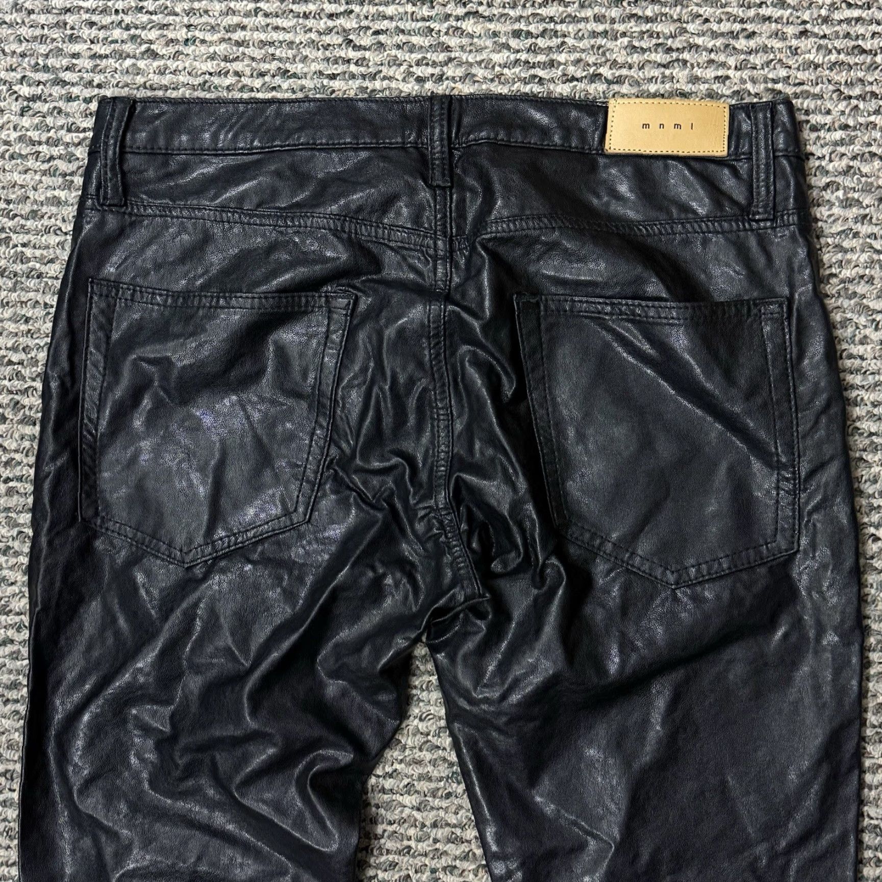 MNML MNML Pants Mens 34x32 Black Faux Leather Button Fly Straight Leg Grunge Chino 5-Pocket Style Mens Size US 38 / EU 54 - 7 Thumbnail