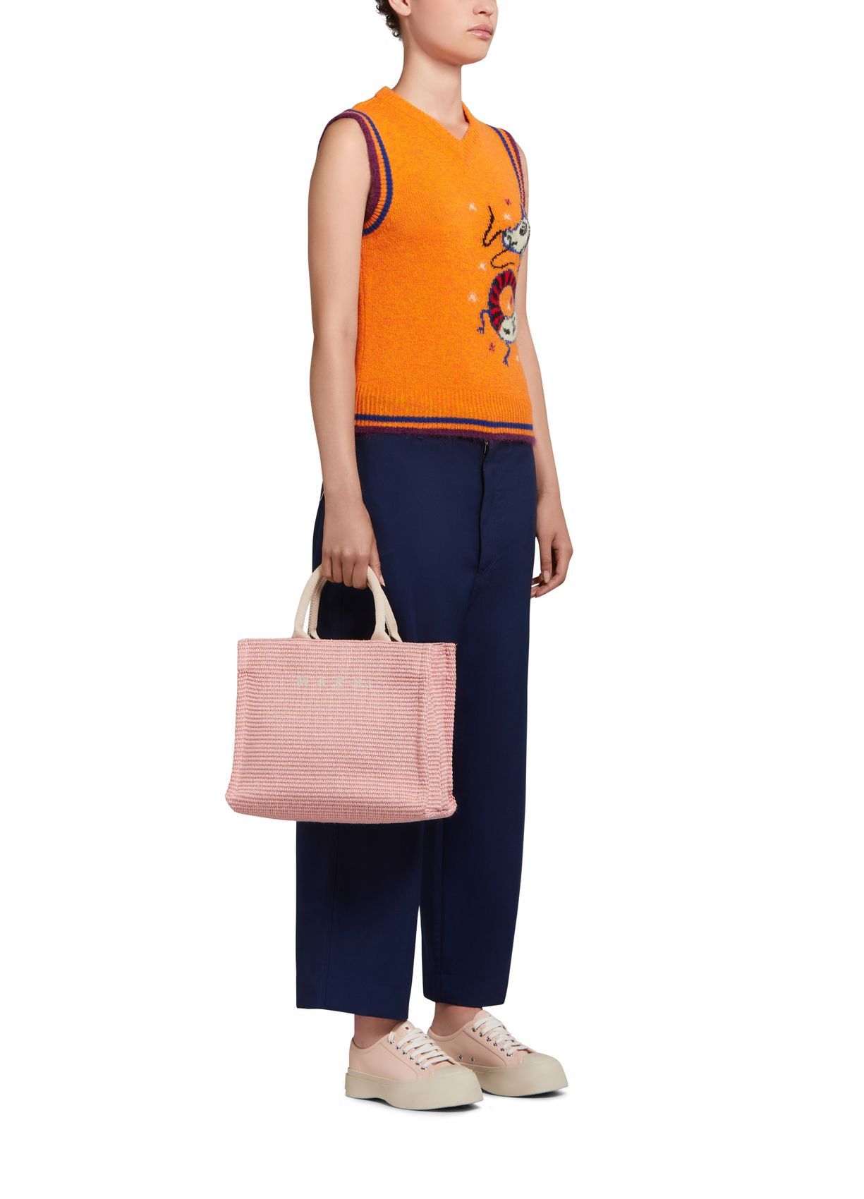 Marni o1w1db10125 Wool Cashmere Sleeveless Jumper in Orange Size XL / US 12-14 / IT 48-50 - 3 Thumbnail