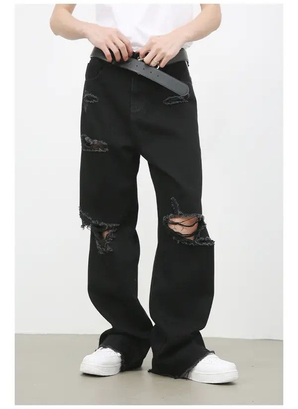 Japanese Brand Hirase x Kita Black Vintage Straight Washed Distressed Jeans Size US 32 / EU 48 - 2 Thumbnail